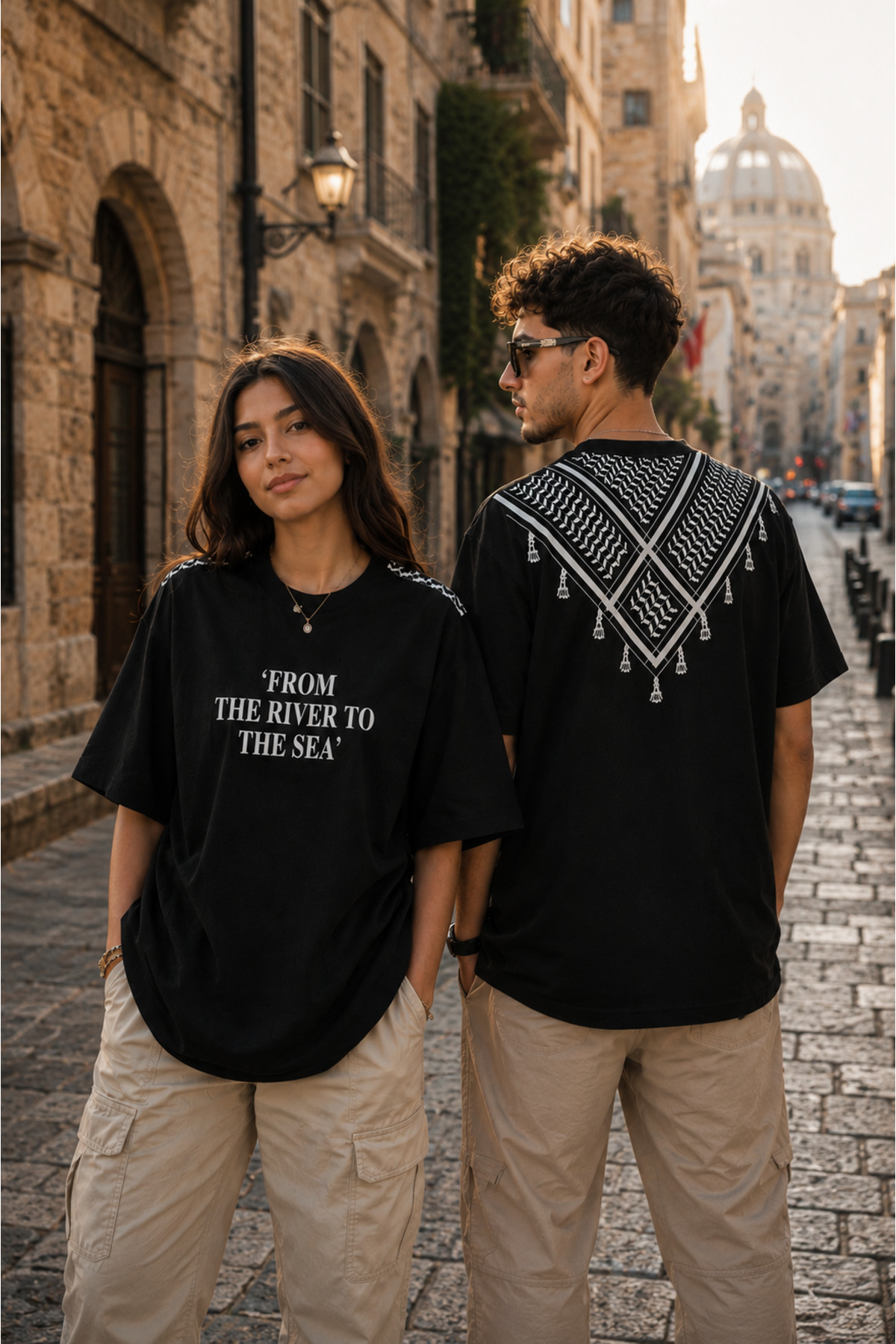 F17mixed Palestine-T-Shirt1 Oversized T-Shirt – Modern Printed Summer T-Shirt with Palestine Pattern