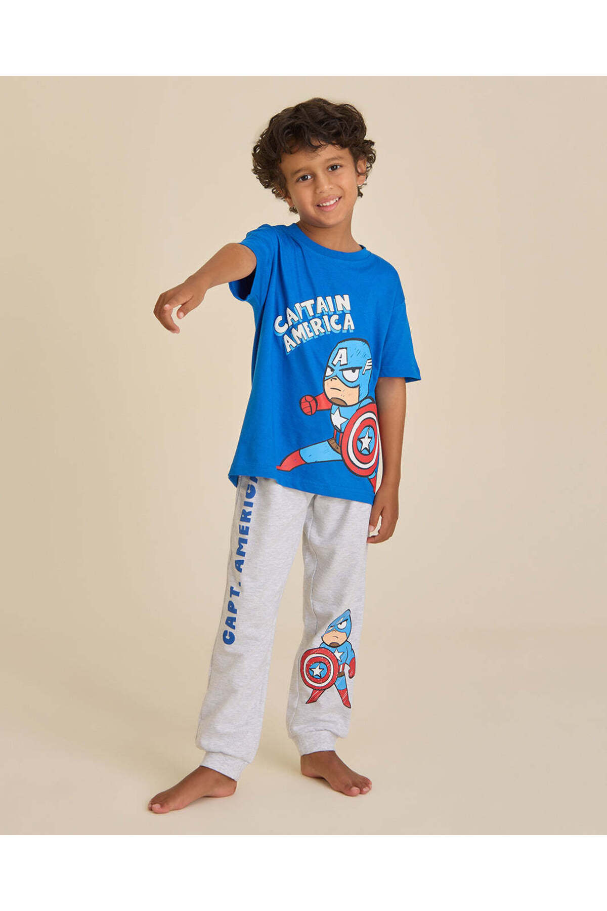 REDTAG Boys Blue Captain America Pyjama Set
