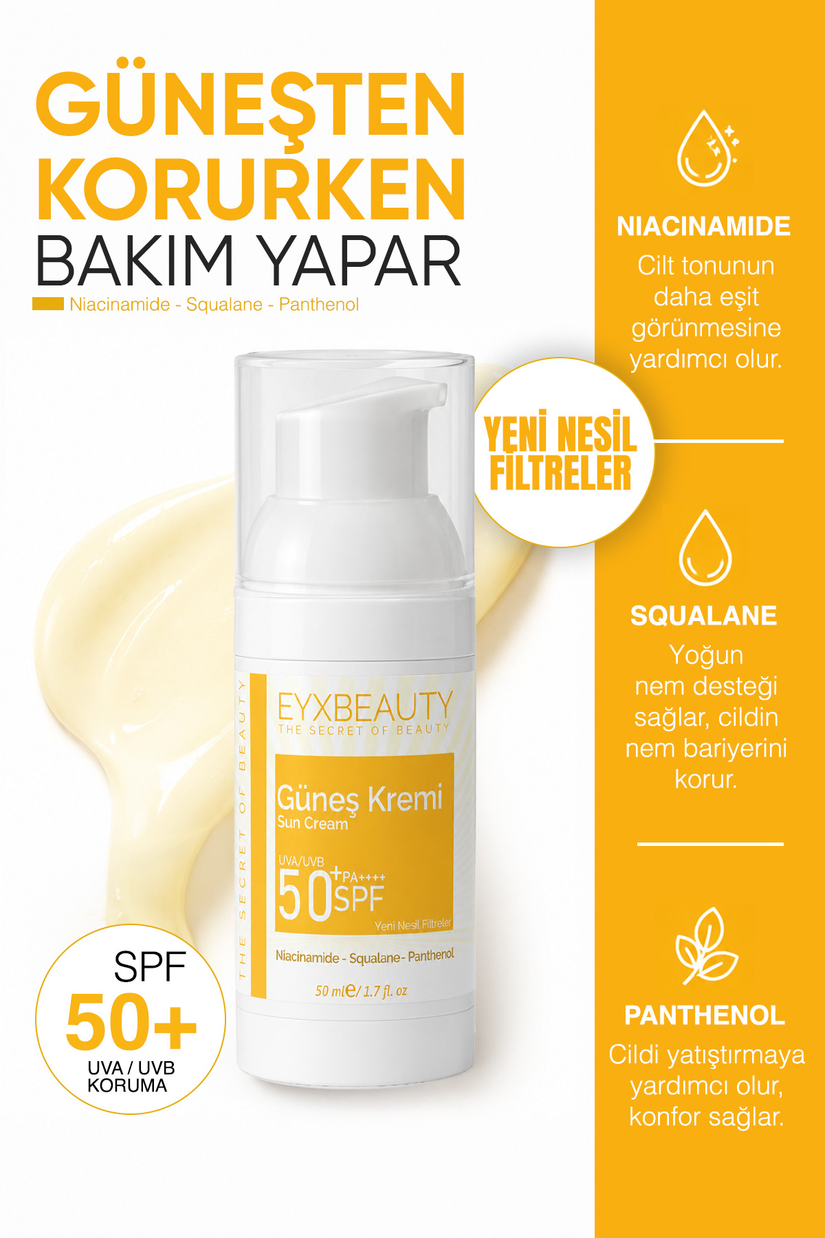 EYXBEAUTY کرم ضد آفتاب برای انواع پوست با فیلترهای جدید، محافظت بالا، رنگ پوست عصرگاهی، ضد لک SPF 50+ — EYXBEAUTY15
