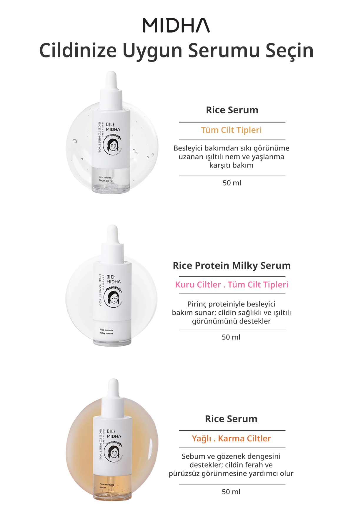 Pirinç Proteini İçeren Cilde Parlaklık Kazandıran Nemlendirici Serum MIDHA Rice Protein Milky Serum — MIDHA-RICE-PROTEIN-SERUM30 — تصویر 7 از 8
