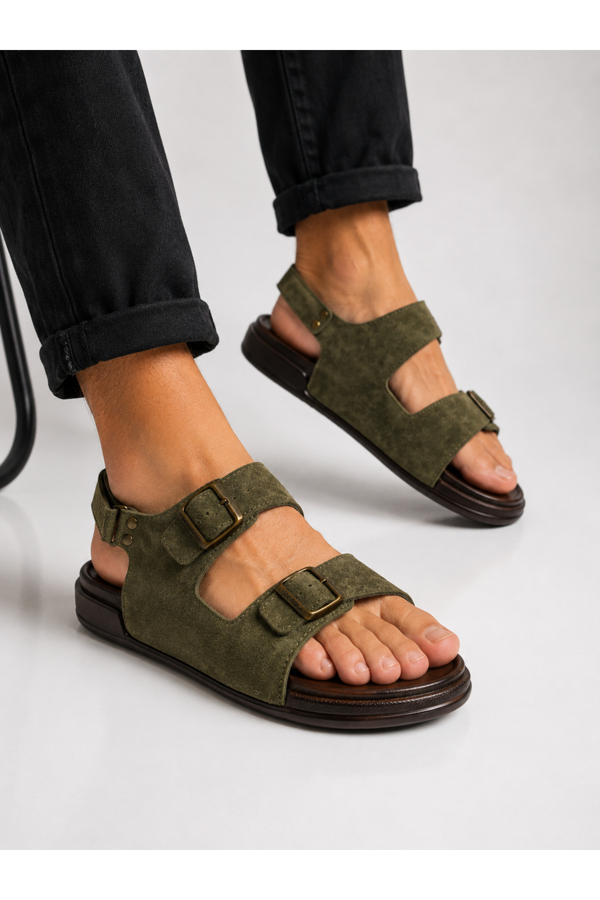 Witta erkek çift tokalı Comfort taban sandalet görsel 3