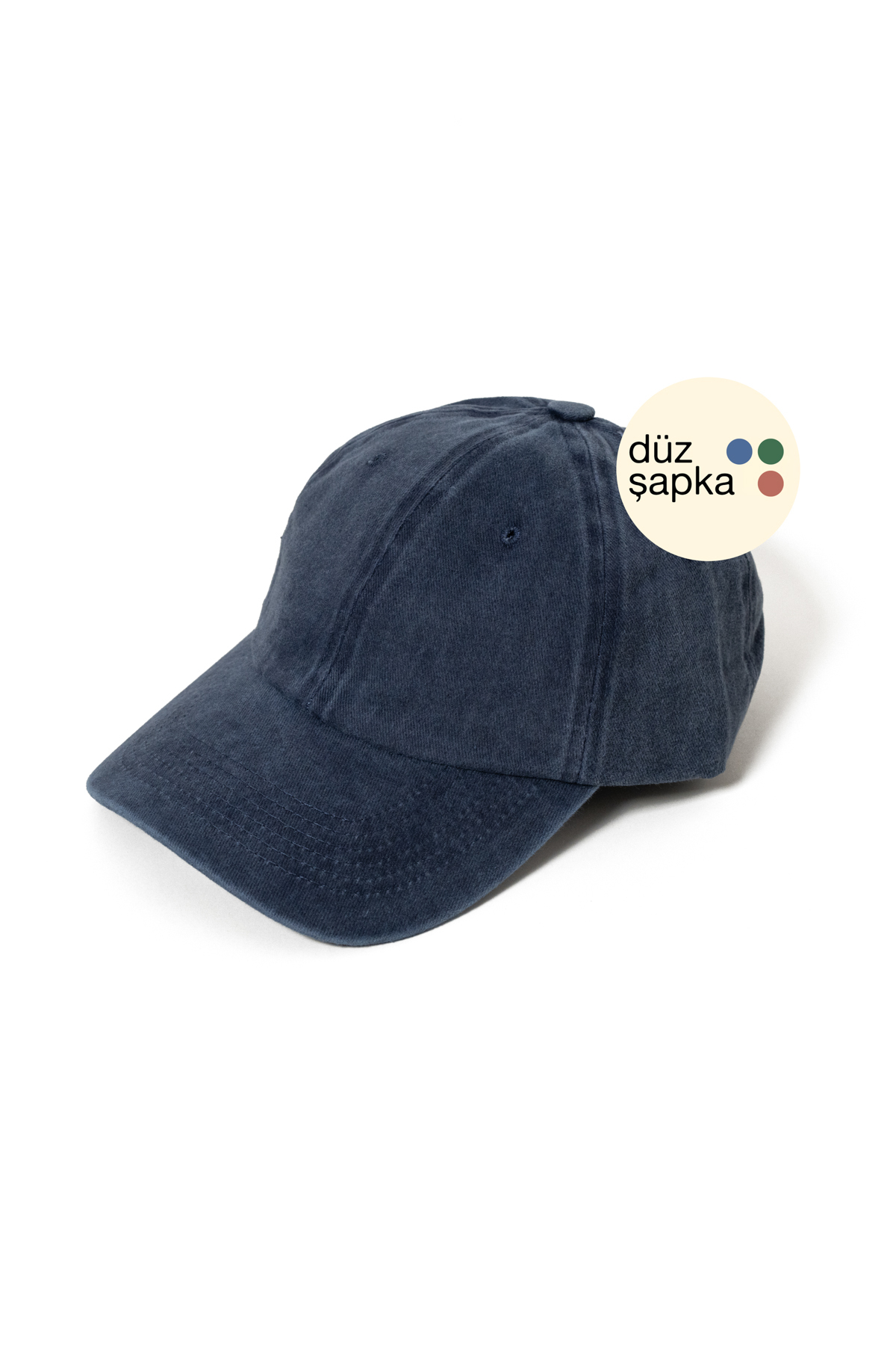 düz şapka studio Düz Şapka | Lacivert Yıkamalı Kep Şapka - Minimalist, Logosuz ve Yazısız görsel 3