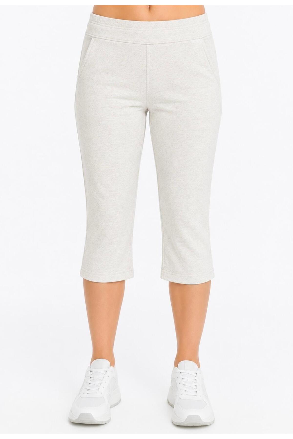 Female Bone Melange 2 Thread Capri Bottom-k292