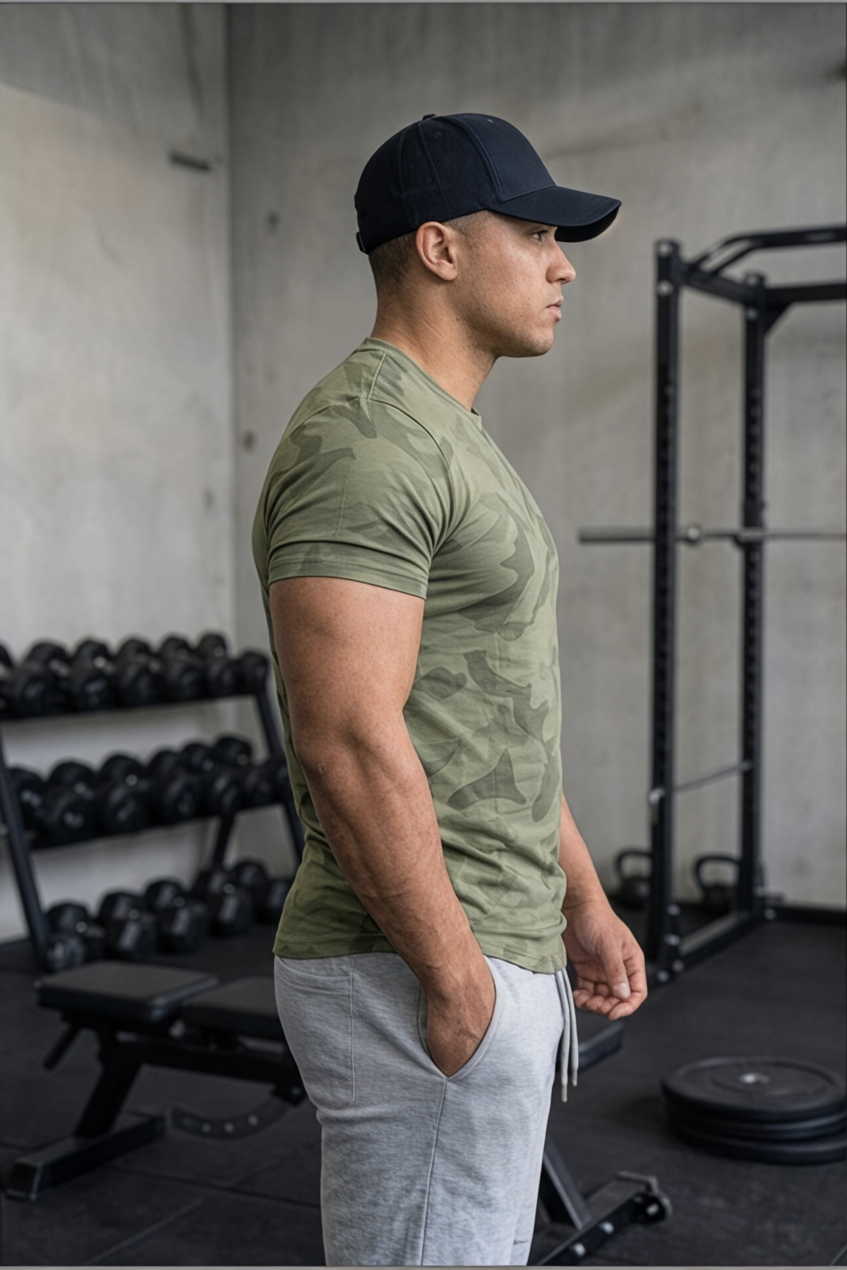 SERABLANKA Erkek Nem Emici Hızlı Kuruma Atletik Teknik Kamuflaj Desenli Spor T-shirt görsel 4