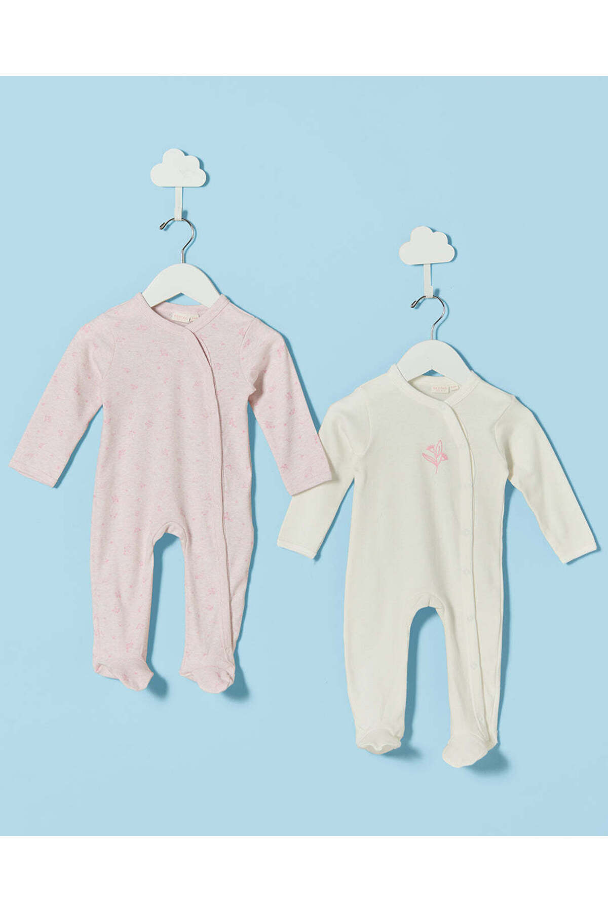 REDTAG Baby Girls Assorted Floral Print Sleepsuits 2-Pack