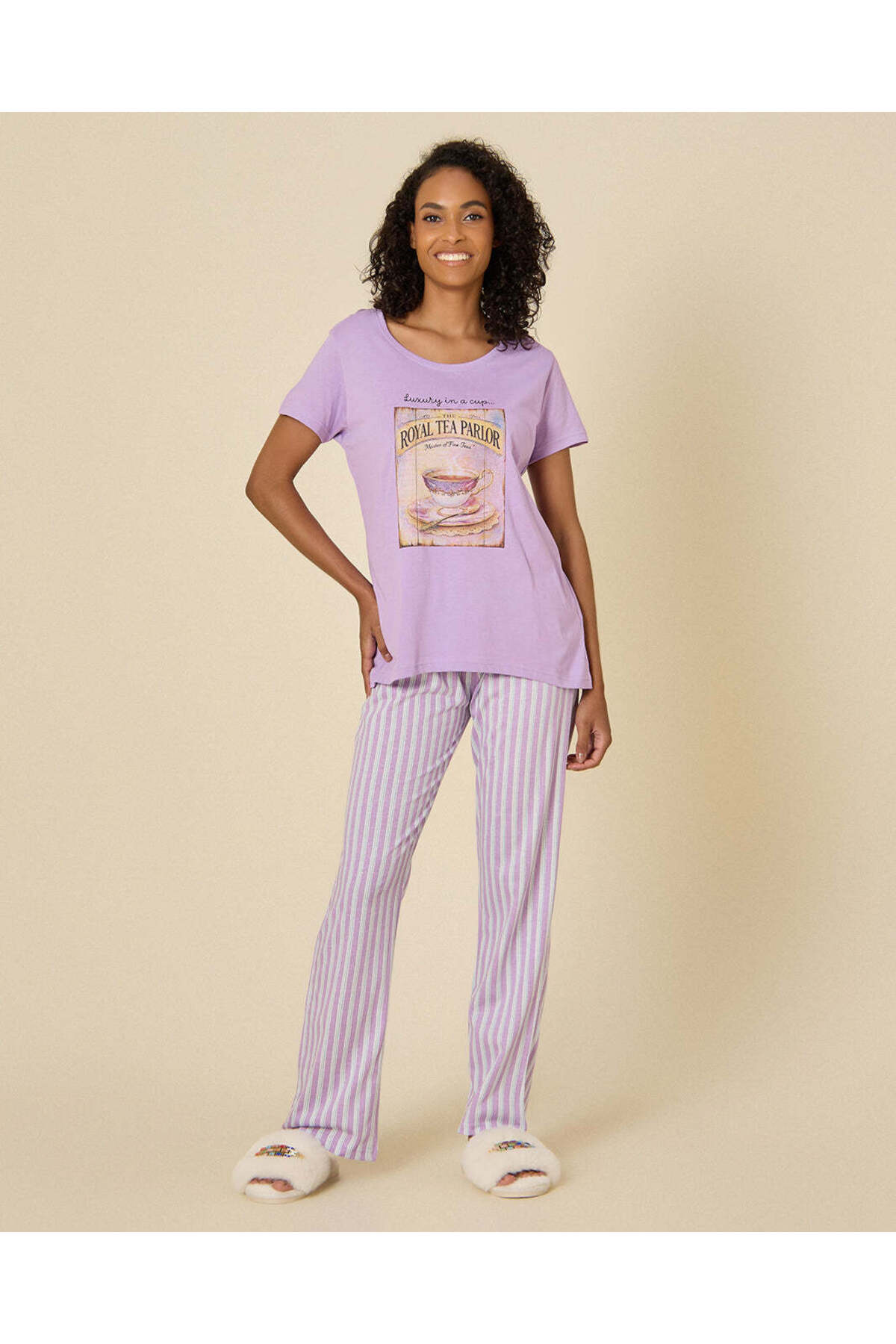 REDTAG Women Lilac Printed 2 Pieces Pyjama Set