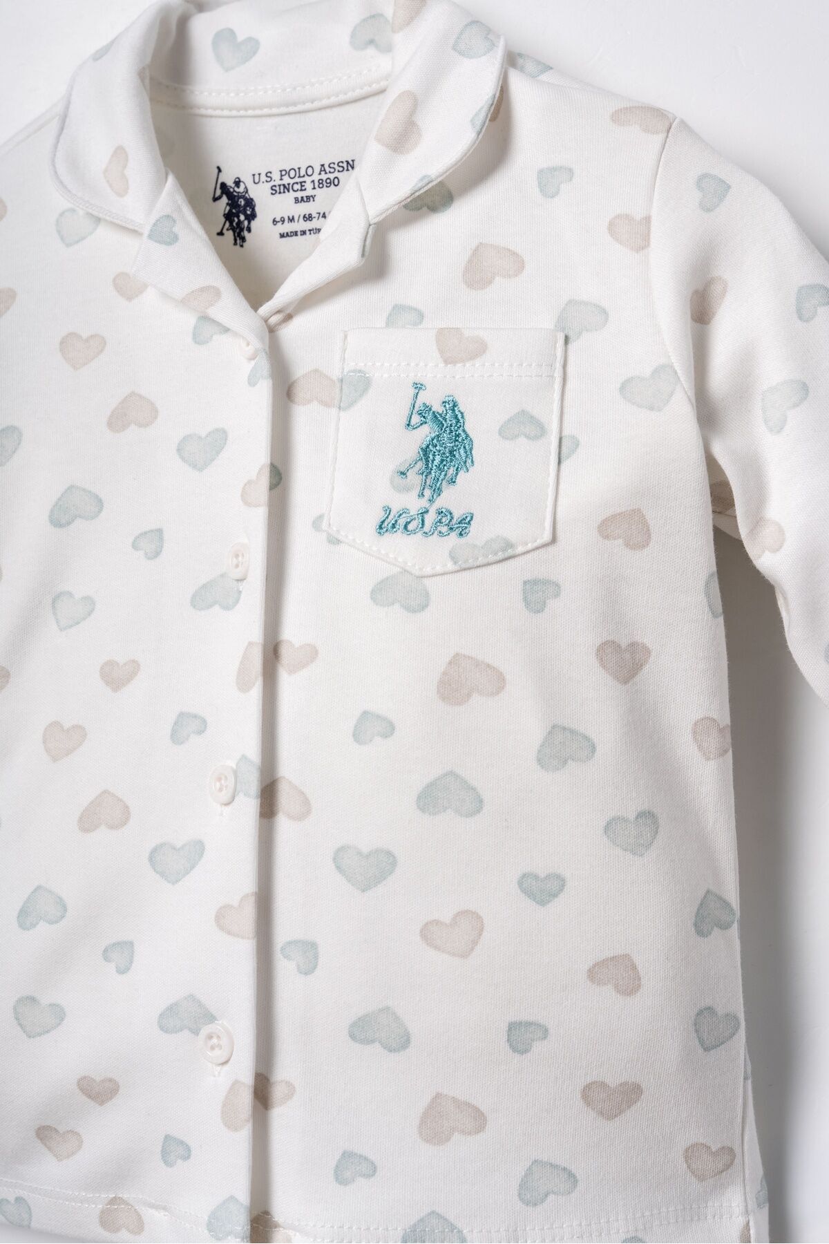 ست پیژامه دخترانه نوزاد U.S. Polo Assn. مدل Cute Hearts — 2