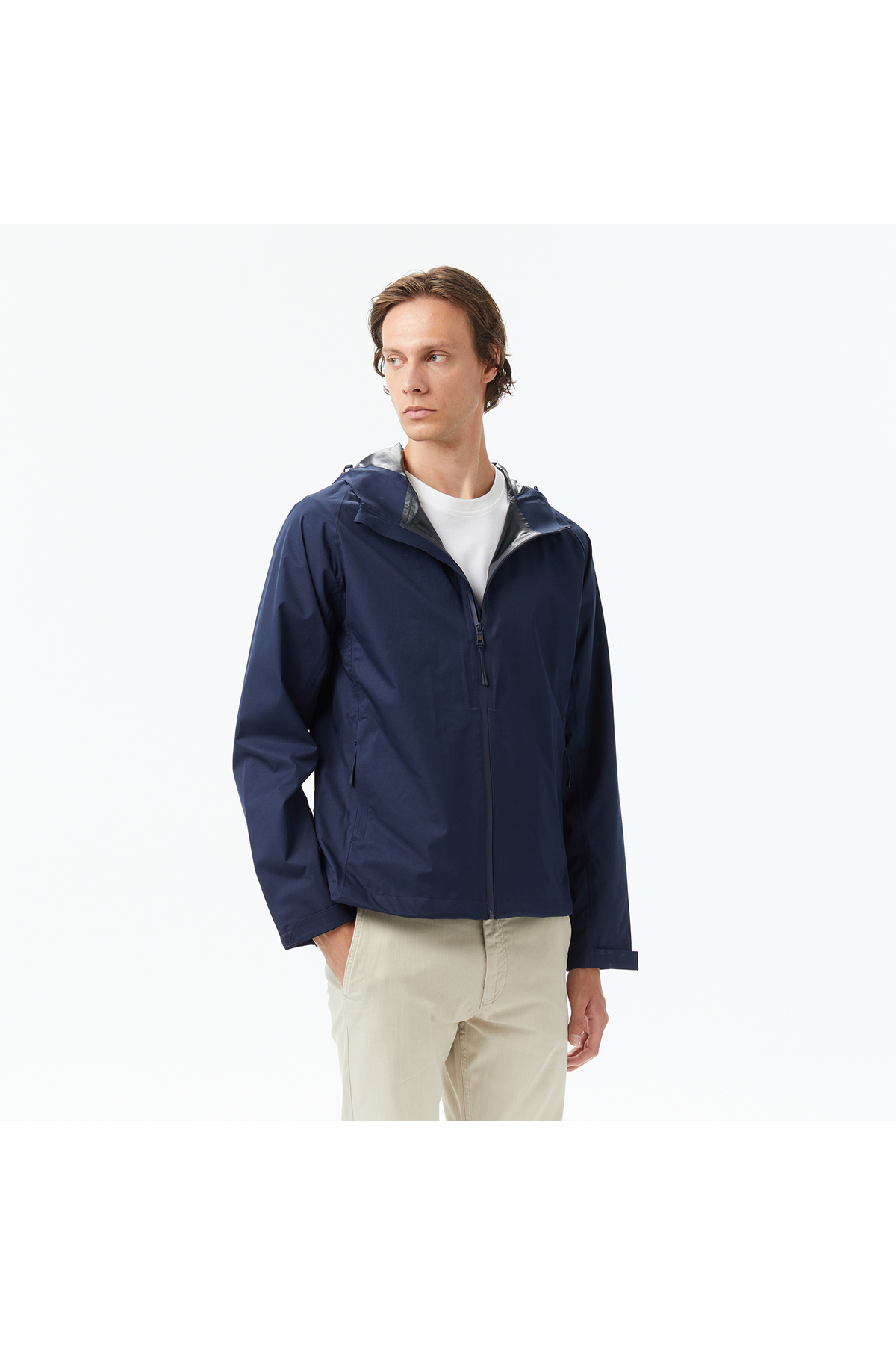 Nautica Erkek Lacivert Regular Fit Kapüşonlu Su Geçirmez Yağmurluk