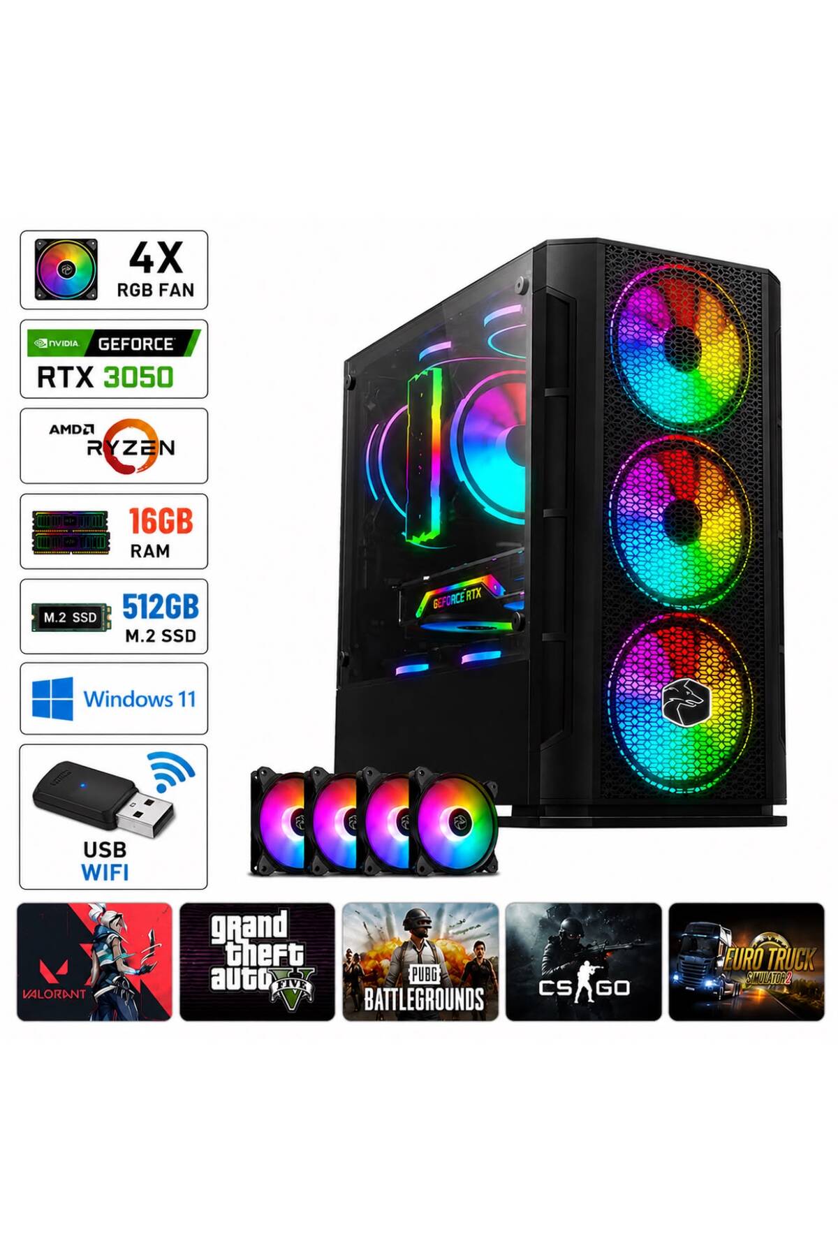 Apphirex Tech X53 Ryzen 5 5500 16GB Ram 512GB M2 SSD RTX3050