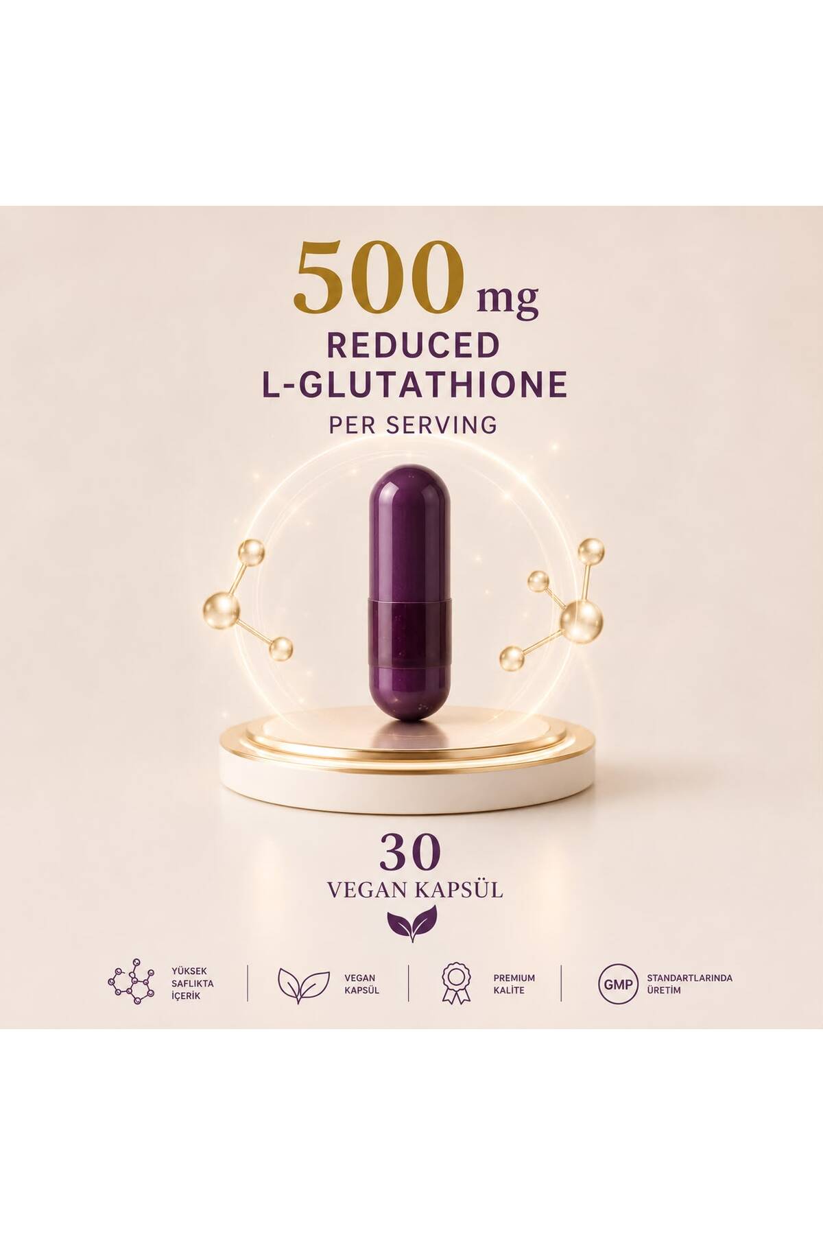 JERNOS LOI L-Glutathione/Glutatyon 500 mg Reduced/İndirgenmiş Glutathione Complex 30 Vegan Kapsül Takviye Edici Gıda