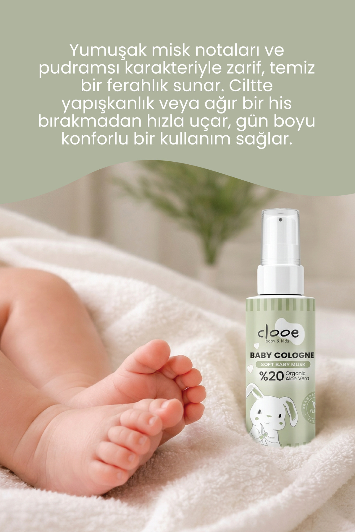 2'li Bebek Kolonyası Soft Baby Musk 40 ml - Bebek Pudrası ve Beyaz Misk Notalı - Organik Aloe Vera Özlü - Vegan - Hızlı Kuruyan — PKA061 — تصویر 4 از 4