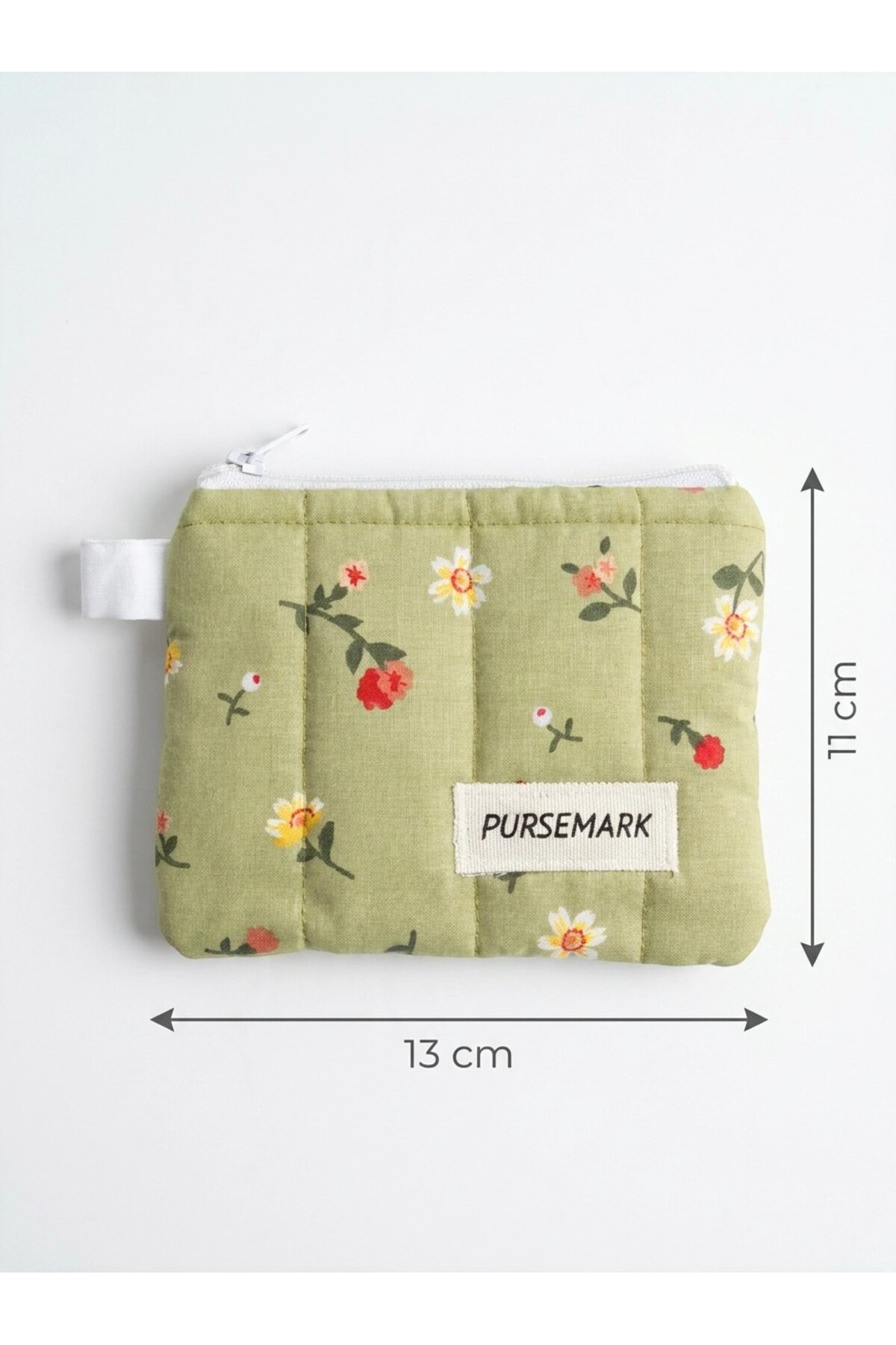 PURSEMARK Yeşil Çiçek Desenli El Yapımı Küçük Cüzdan görsel 7