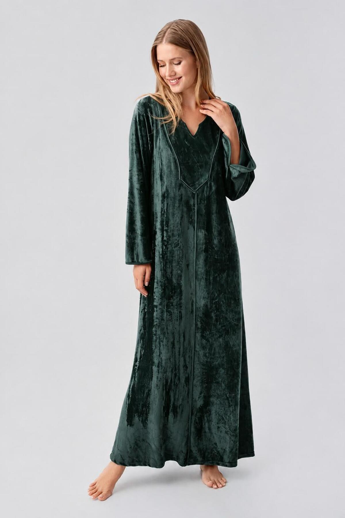 Artış Long Sleeve Stretchy Velvet Viscose Dress 21117