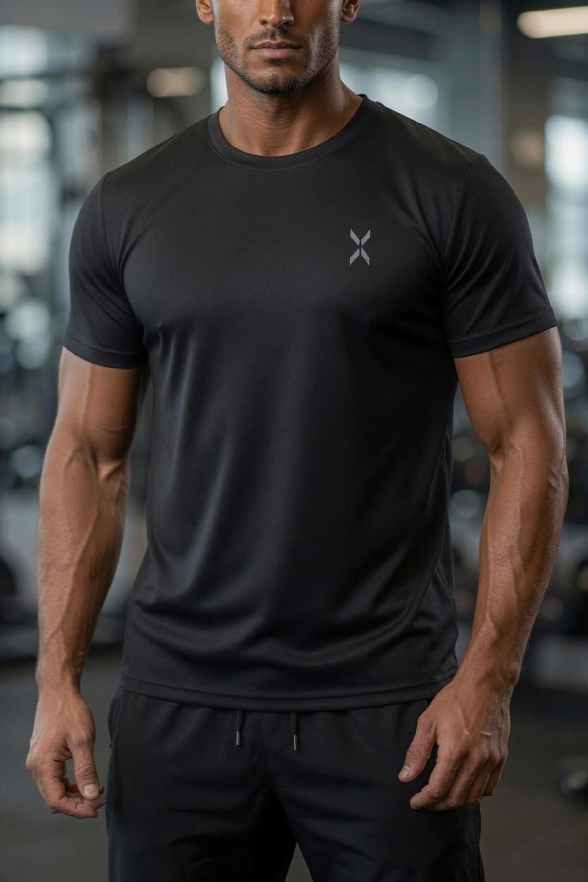 Oksit Xylon 2'li Paket Mikro Polyester Nefes Alabilen Hafif Perform Antrenman Sporcu Erkek Tshirt görsel 2