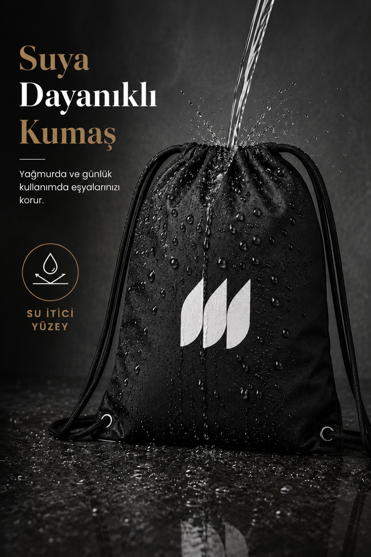 PUFAZZO İpli Büzgülü Sırt Çantası, Suya Dayanıklı Spor Çanta, Kordonlu Unisex Gym Çantası görsel 2