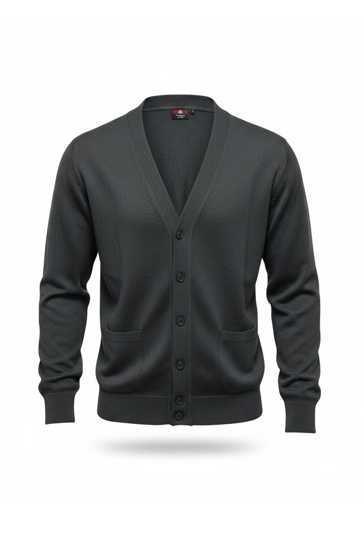 Erkek %100 Cotton V Yaka Düğmeli Hırka-Süveter Yandan Cepli Triko Günlük Şık Rahat Kesim — مشکی YNKJHKDSHNKNB1001 — تصویر 2 از 2