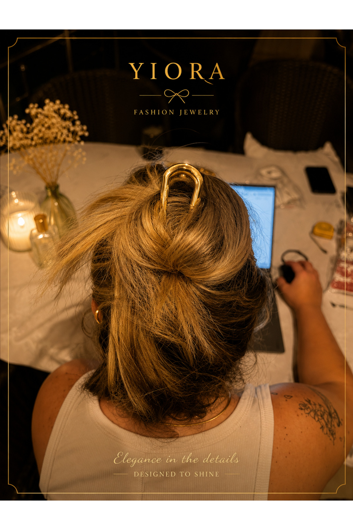 yiora Kadın Premium Metal Fransız HandMade U Model Topuz Tokası görsel 2