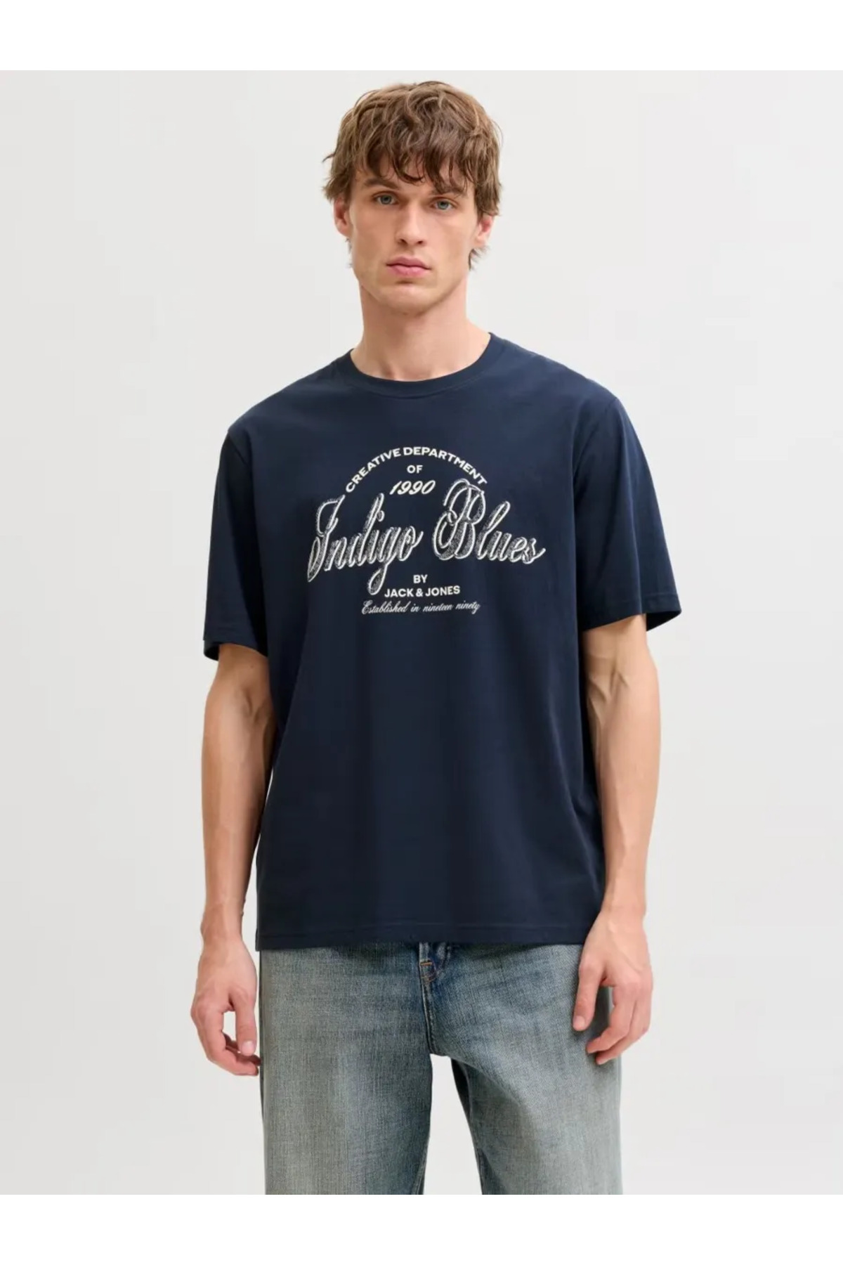 تی‌شرت مردانه طرح‌دار سرمه‌ای JJEDENVER مدل SS O-NECK SN کد مدل: 12291213Navy Blaze جک اند جونز تی شرت Jack & Jones