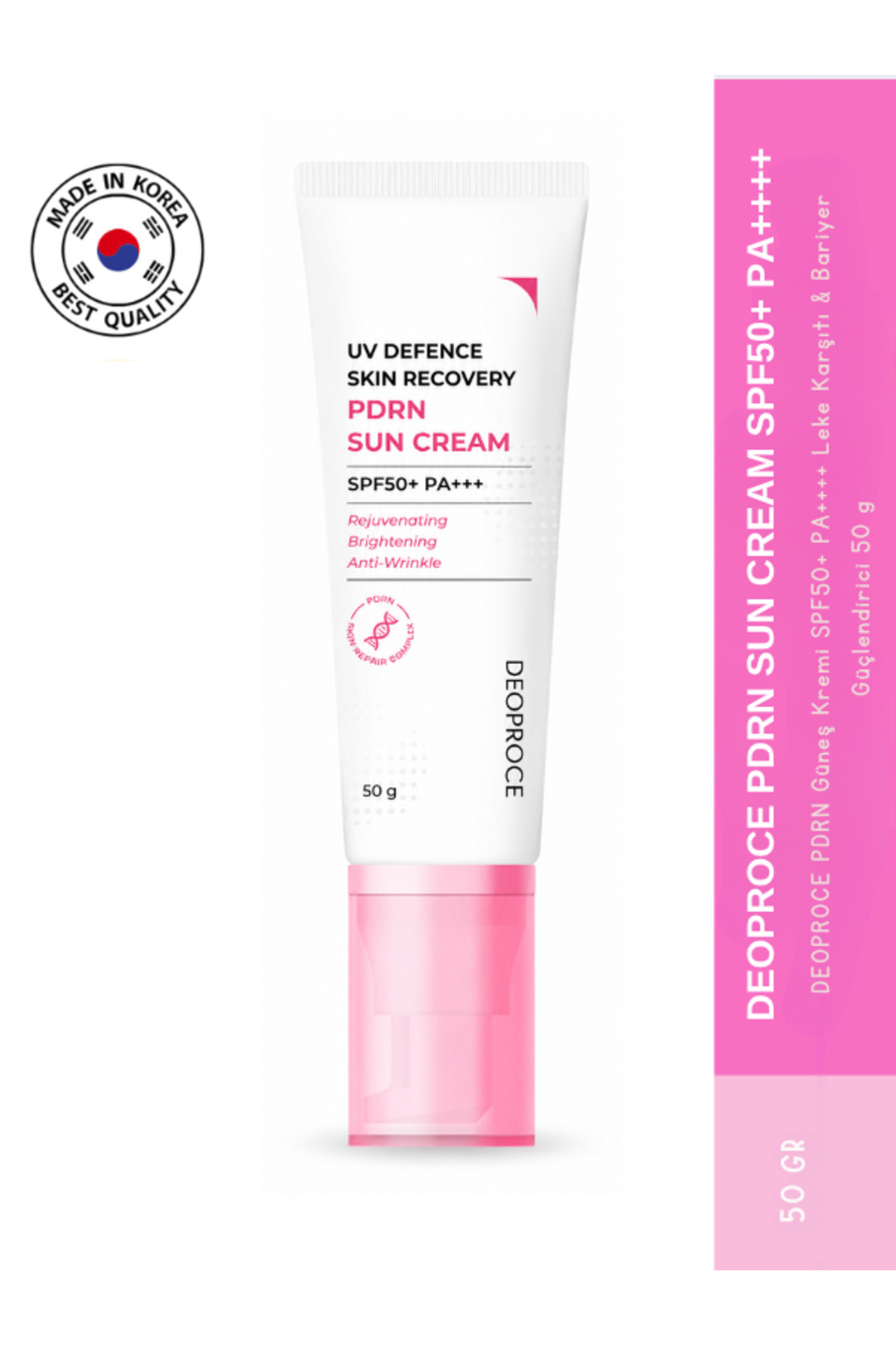DEOPROCE PDRN Güneş Kremi SPF50+ PA++++ Leke Karşıtı & Bariyer Güçlendirici 50 g — 8809975196020