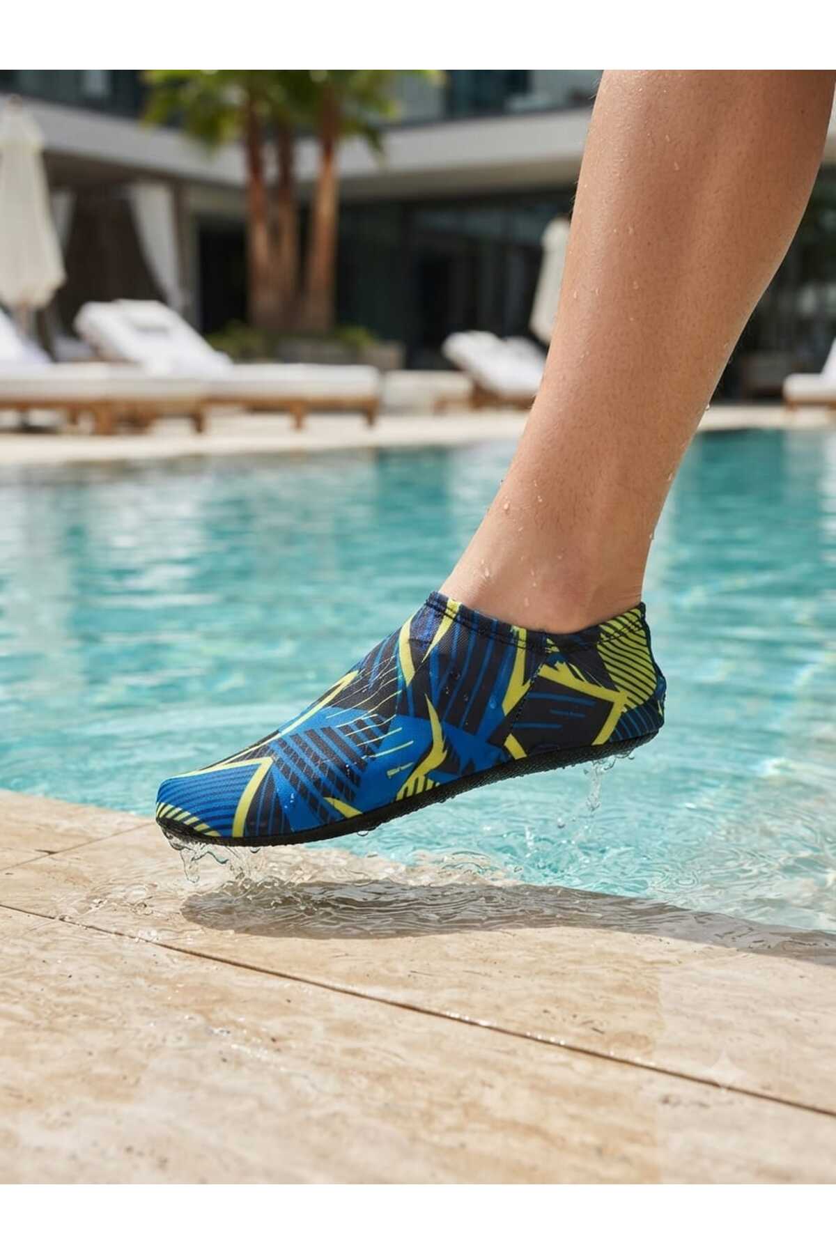 LAL's Erkek Deniz ve Havuz Ayakkabısı Kaydırmaz Aqua Shoes Hızlı Kuruyan Plaj Su Ayakkabısı Desenli görsel 4