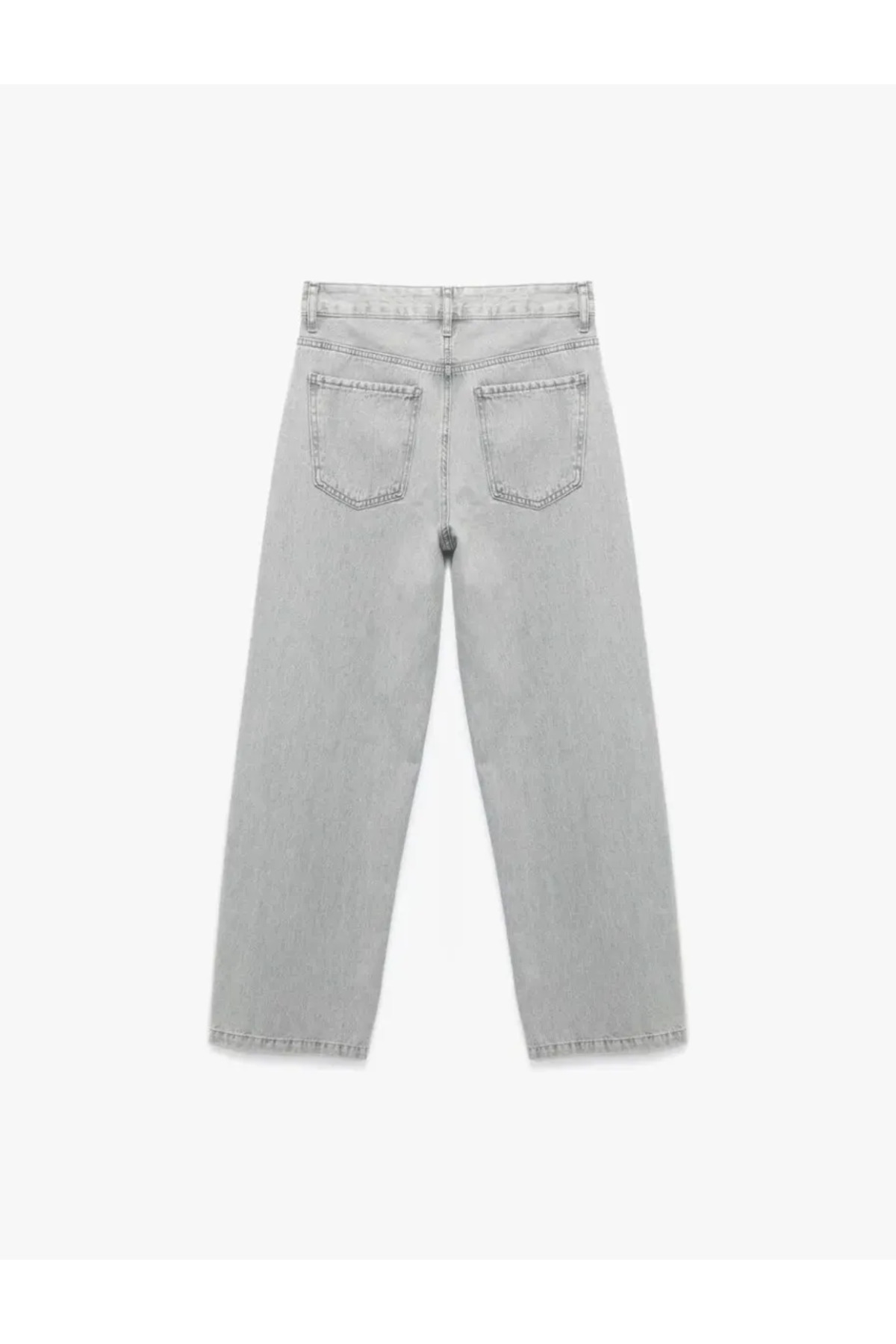 Koton Normal Bel Düğmeli Cepli Pamuklu Geniş Paça Jean Pantolon - Bianca Wide Leg Jeans görsel 5