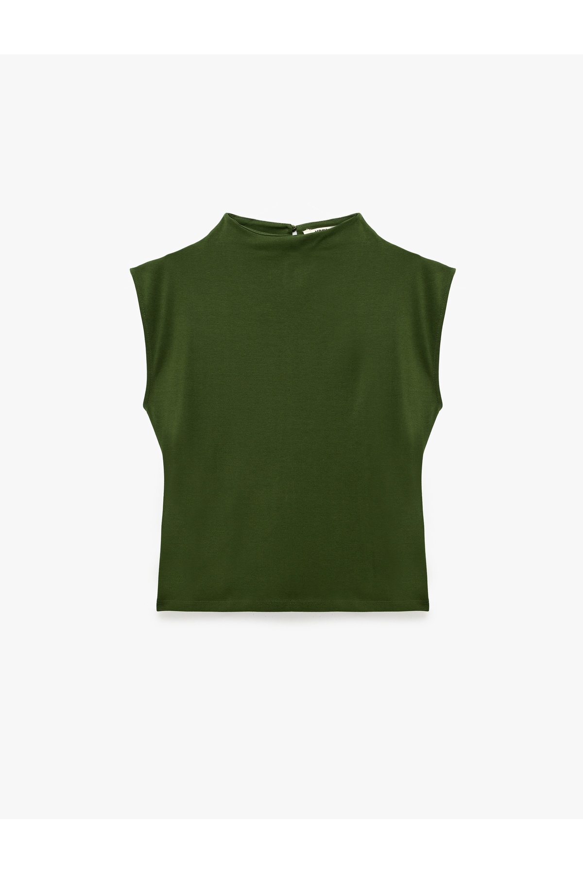 Koton Slim Fit Aksesuarlı Kemer Detaylı Dik Yaka Kolsuz Bluz