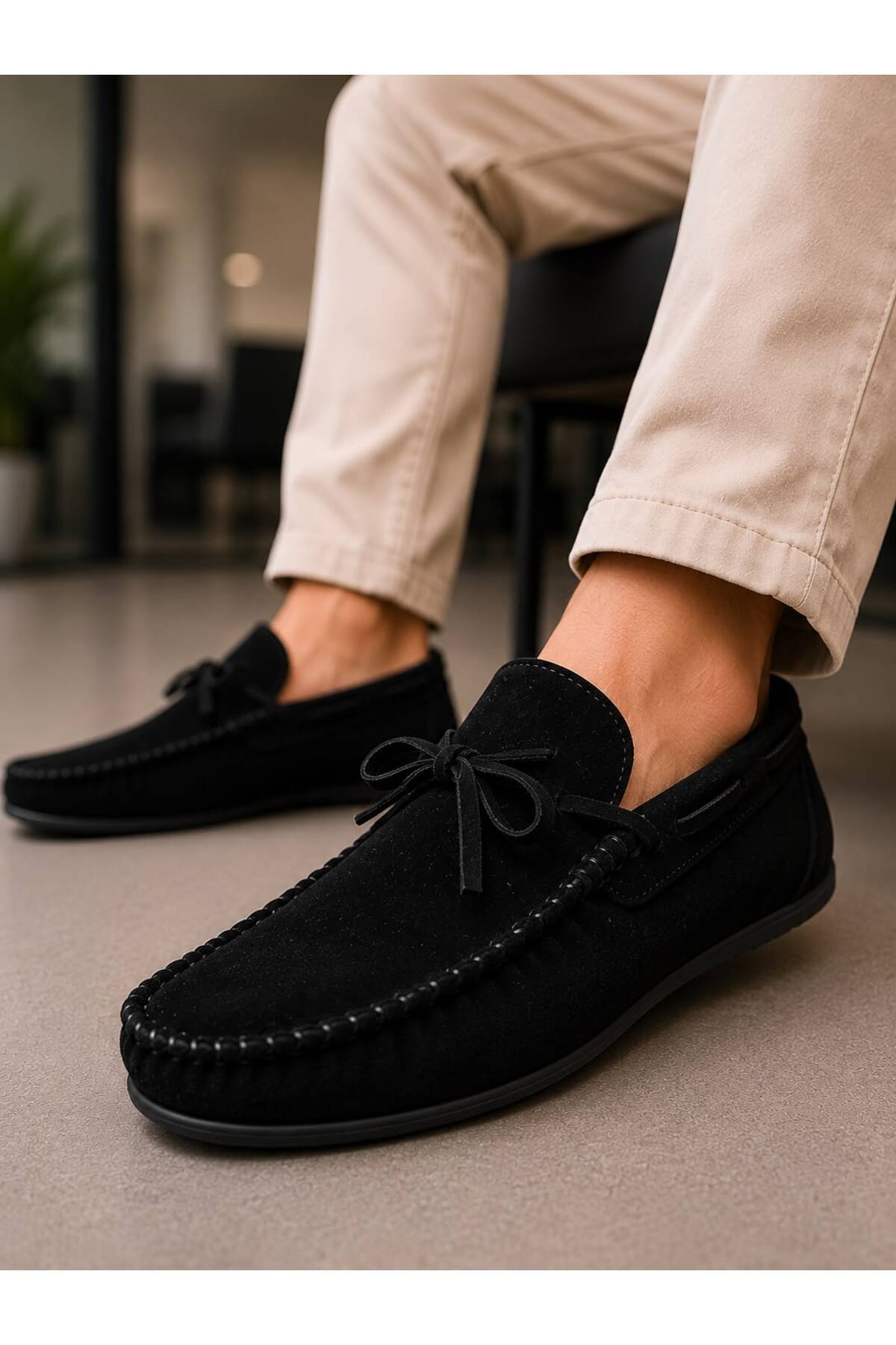 ROYSHOES Erkek Rok siyah deri loafer ayakkabı görsel 7