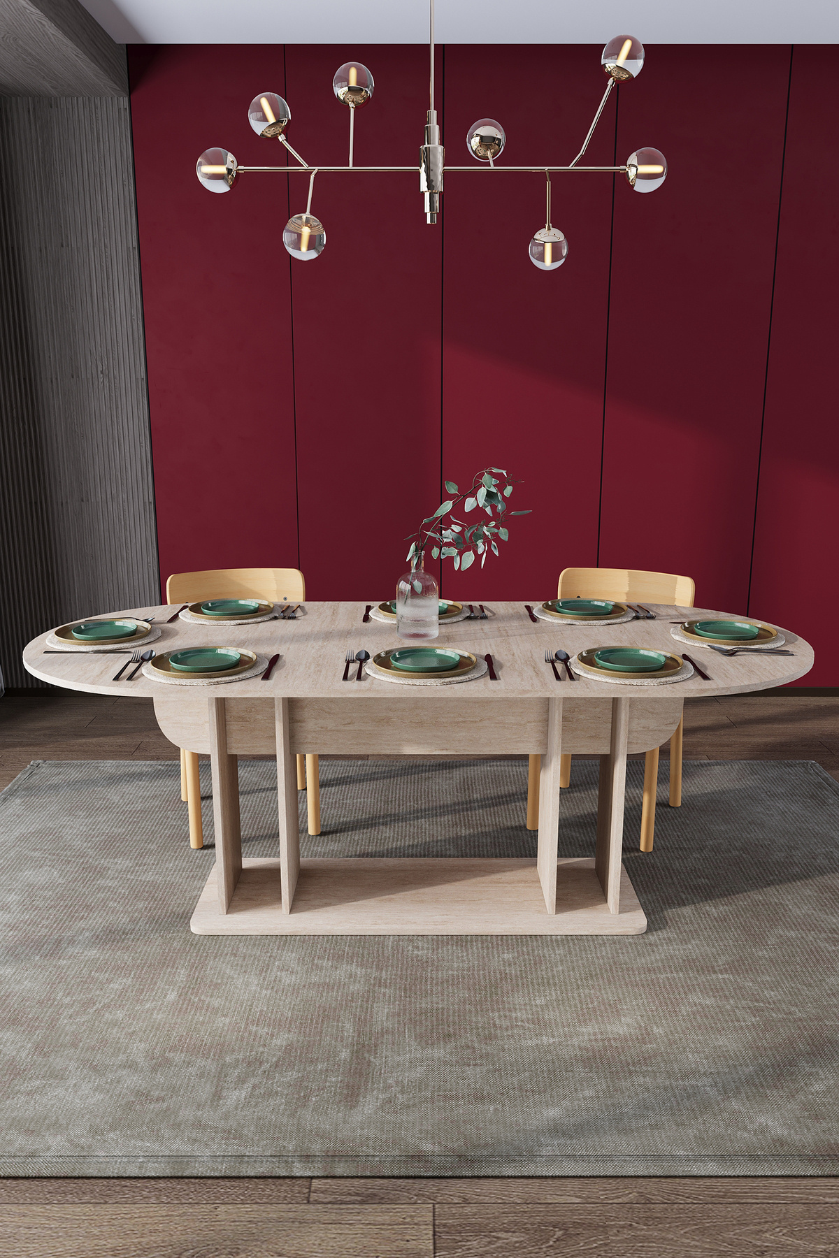 Asra Trend Modern 8 Kişilik Mutfak Yemek Masası %100 MDF Mutfak