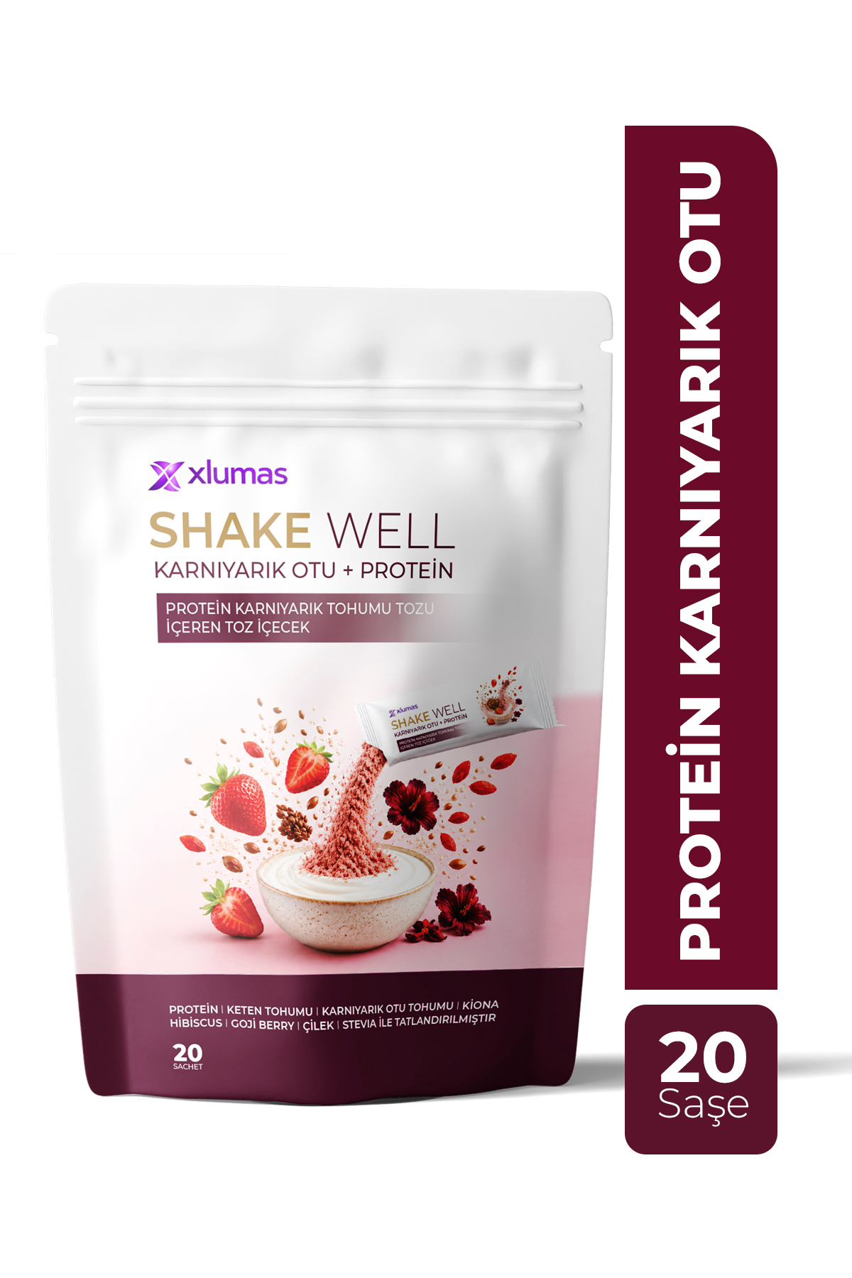 xlumas Shakewell Diyet Desteği- Karnıyarık Otu Protein Goji Berry ve Yüksek L...