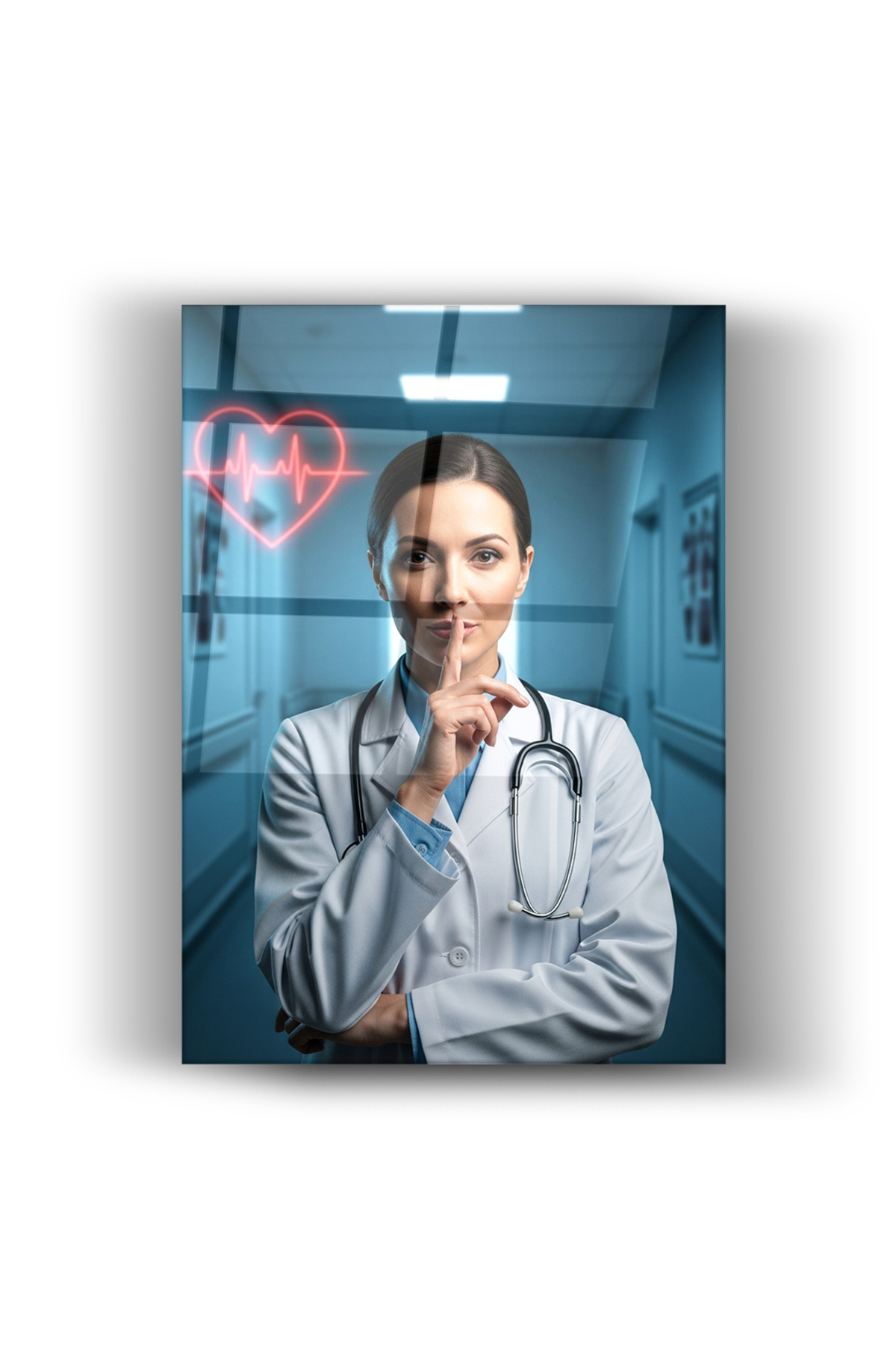 Cam Tablo Doktor ve Sağlık Temalı Tasarım – Ev Dekorasyonu, Ofis Dekorasyonu, Klinik ve Çocuk Odası Duvar Dekoru