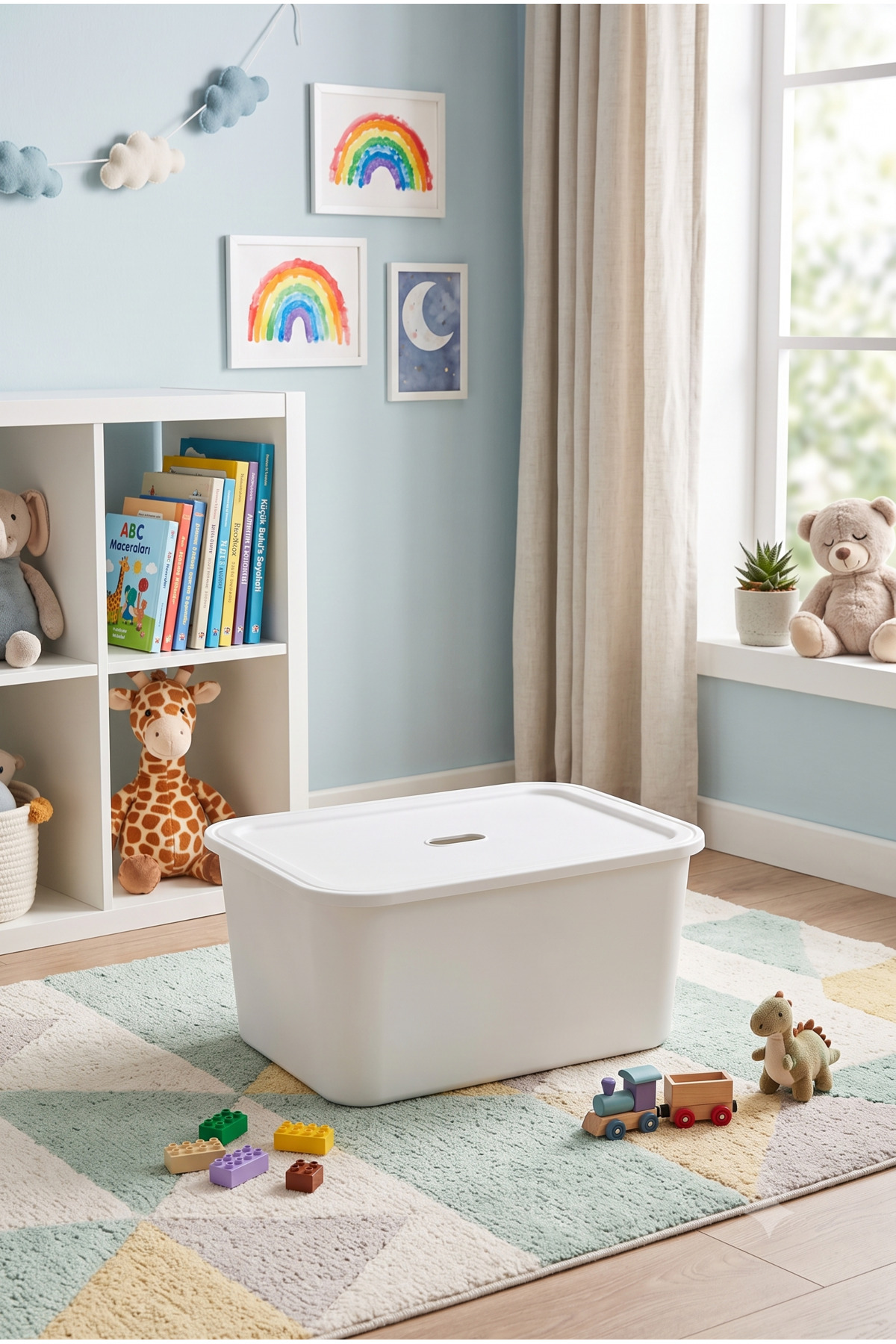 decosense Beyaz Kapaklı Büyük 17 Litre 40x30x20 cm Polipropilen