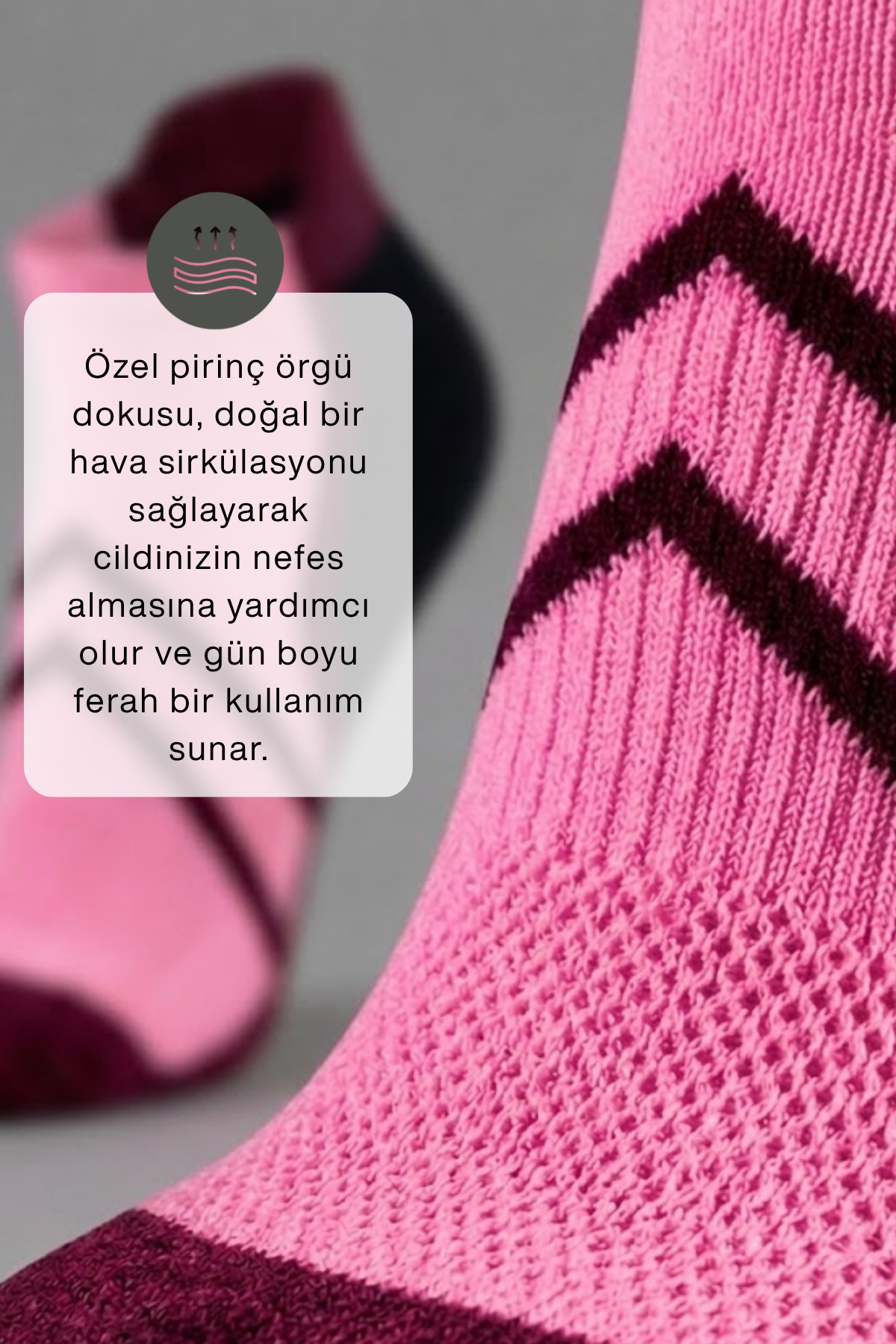 Socketta 2'li Siyah/Fuşya Üniseks Dikişsiz Esnek Hafif Anatomik Patik Bisiklet Çorabı - Premium görsel 5