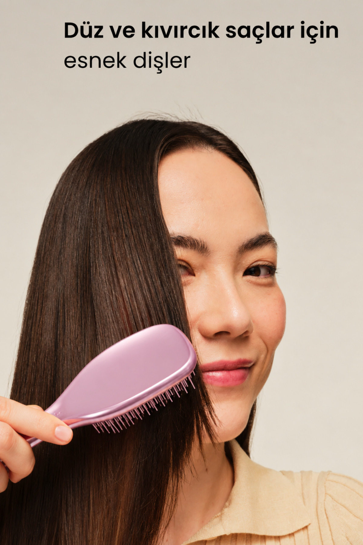 Mini Ultimate Detangler Satin Pink Chrome Saç Fırçası-Tarak / Mini Boy — صورتی 10204-031-3 — تصویر 5 از 6