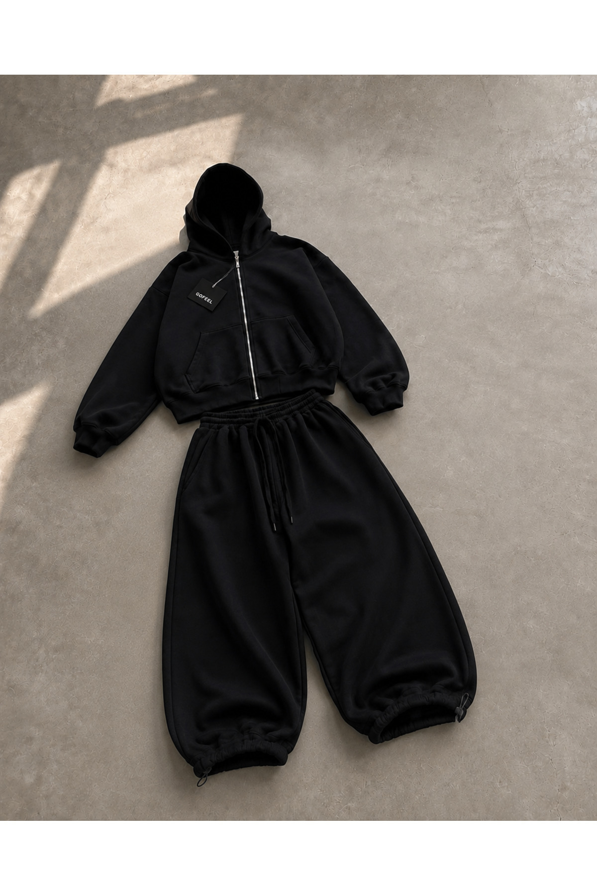 Gofeel ست لباس ورزشی یونیسکس Harajuku Blessed Baggy Style (3 نخی) — مشکی hssdvko0xvl