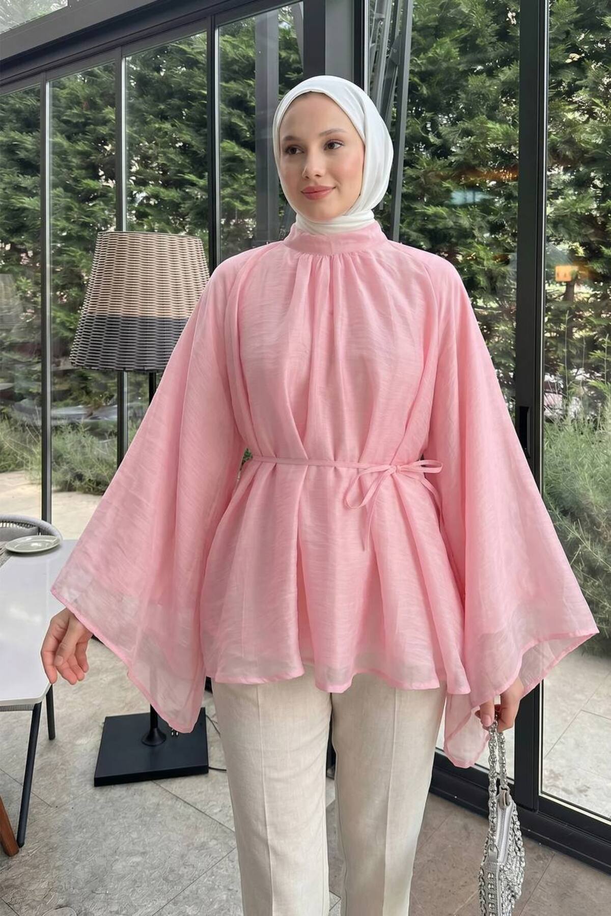 Lior Design Tül Astarlı Bel Bağlamalı Gömlek
