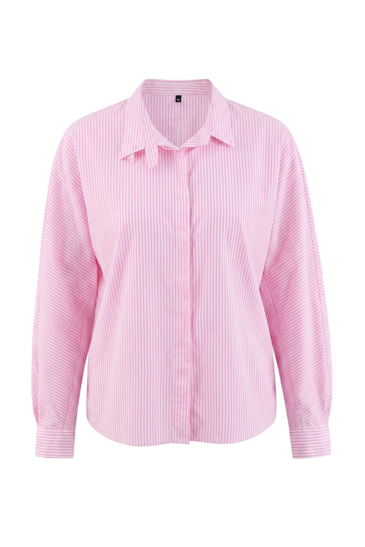 Trendyolmilla Pembe-Çok Renkli Gömlek TWOAW27GO00097
