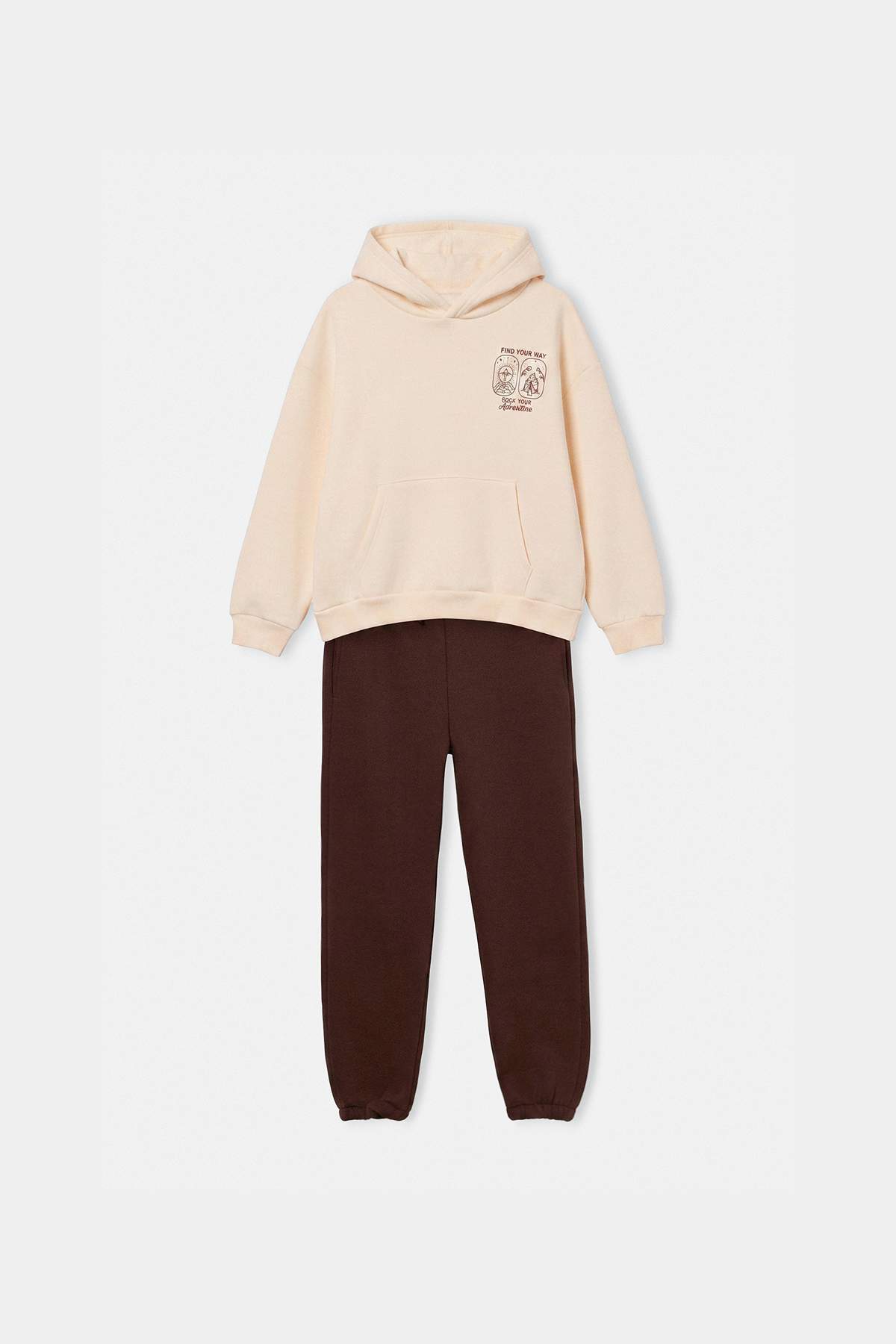 Trendyolmilla Kids Kahverengi Slogan Örme Alt - Üst Takım TKDAW26AU00035