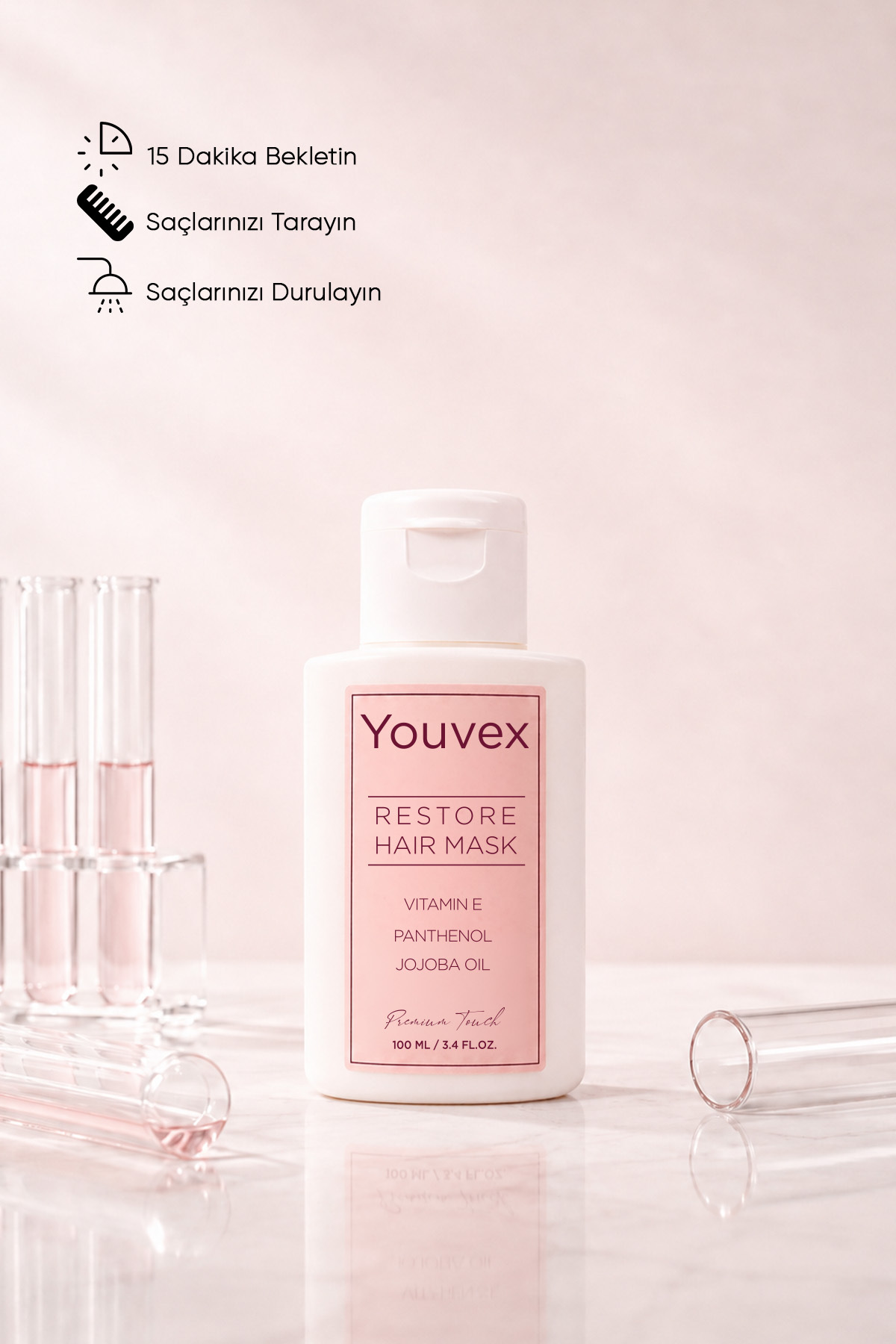 Premium Touch Kuru Ve Yıpranmış Saçlar Için Yoğun Bakım Saç Maskesi 100ml — 8684272194067 — تصویر 3 از 8