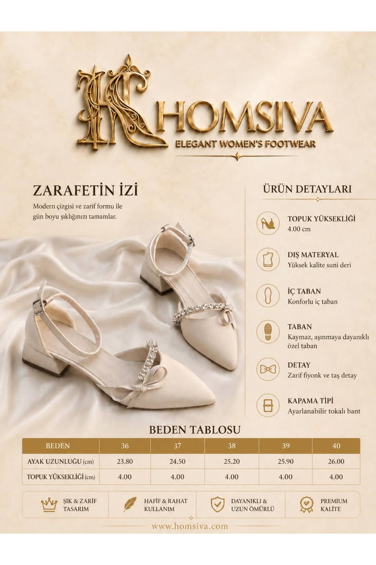 ALNASER MODA TAŞLI FİYONKLU TOPUKLU SATEN AYAKKABI görsel 3