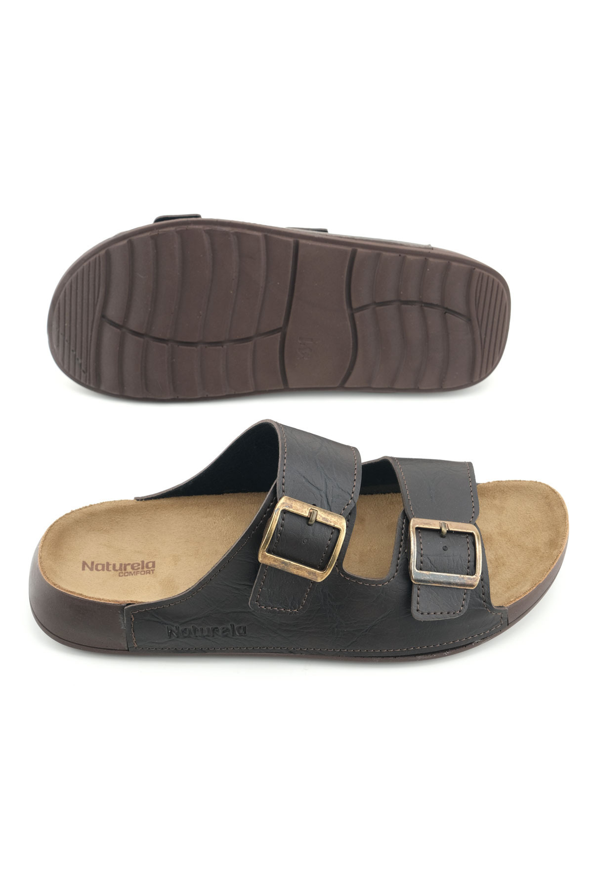 GEZER Naturela Comfort Erkek Yazlık Suni Deri Çift Toka Ayarlanabilir Rahat Taban Günlük Terlik görsel 6