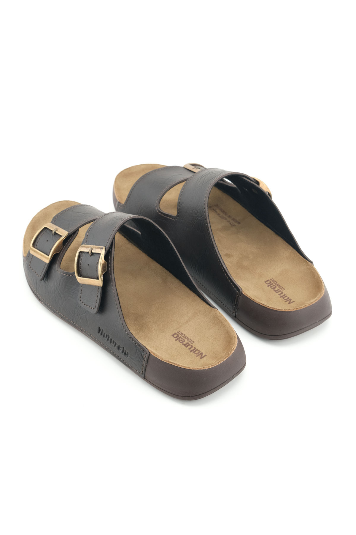 GEZER Naturela Comfort Erkek Yazlık Suni Deri Çift Toka Ayarlanabilir Rahat Taban Günlük Terlik görsel 5