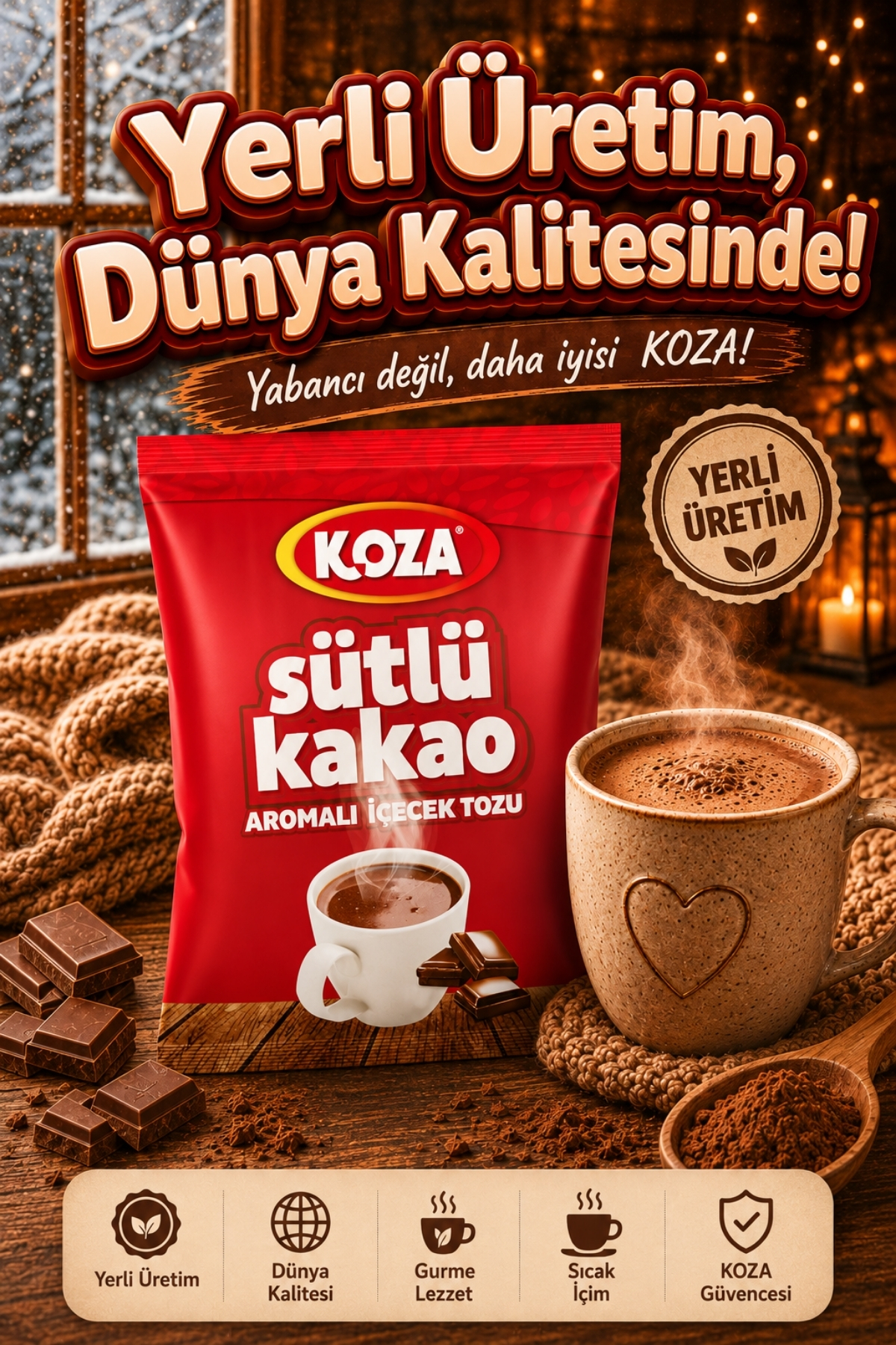 Koza Gurmelerin Seçimi Sütlü Kakao Aromalı Muhteşem Lezzet Sütlü