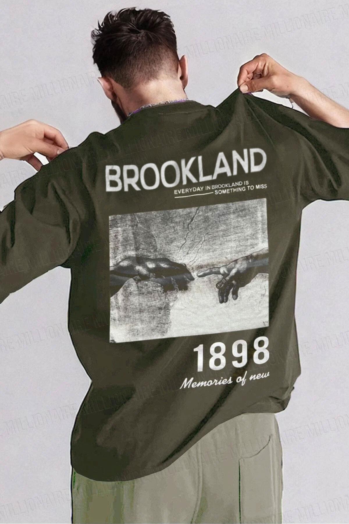 Teenage Millionaire Erkek 1898 Baskılı Haki Oversize Salas T-Shirt
