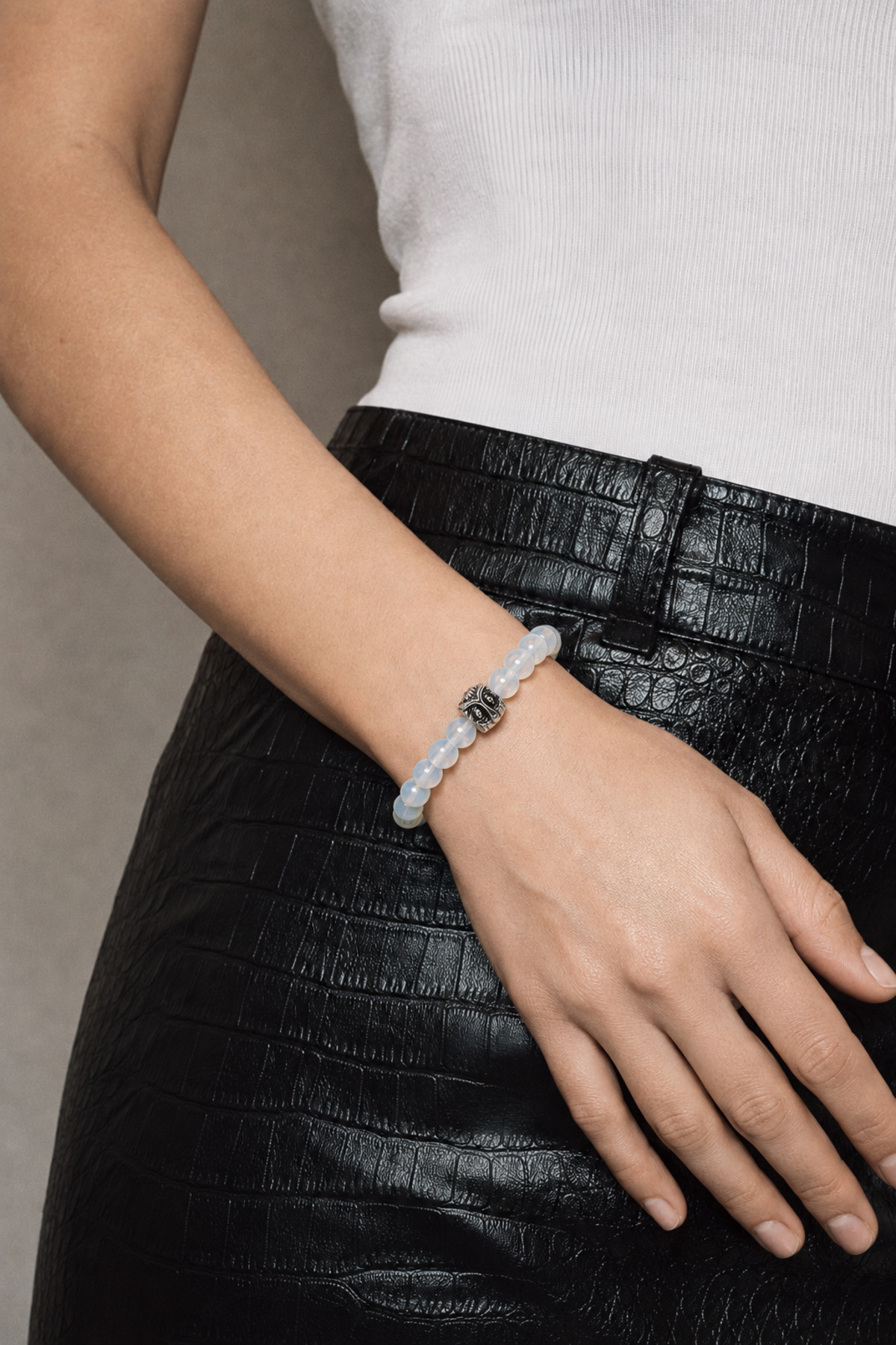 Alnis Atelier Ay Taşı Doğal Taş Bileklik | Gerçek Doğal Taş Unisex Kadın Erkek El Yapımı Minimal Günlük Bileklik görsel 2