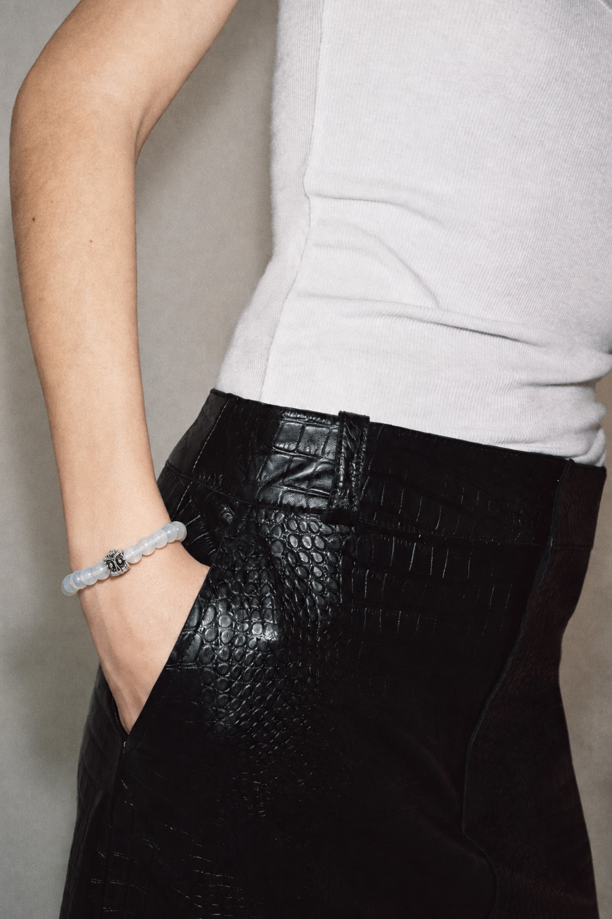 Alnis Atelier Ay Taşı Doğal Taş Bileklik | Gerçek Doğal Taş Unisex Kadın Erkek El Yapımı Minimal Günlük Bileklik görsel 3