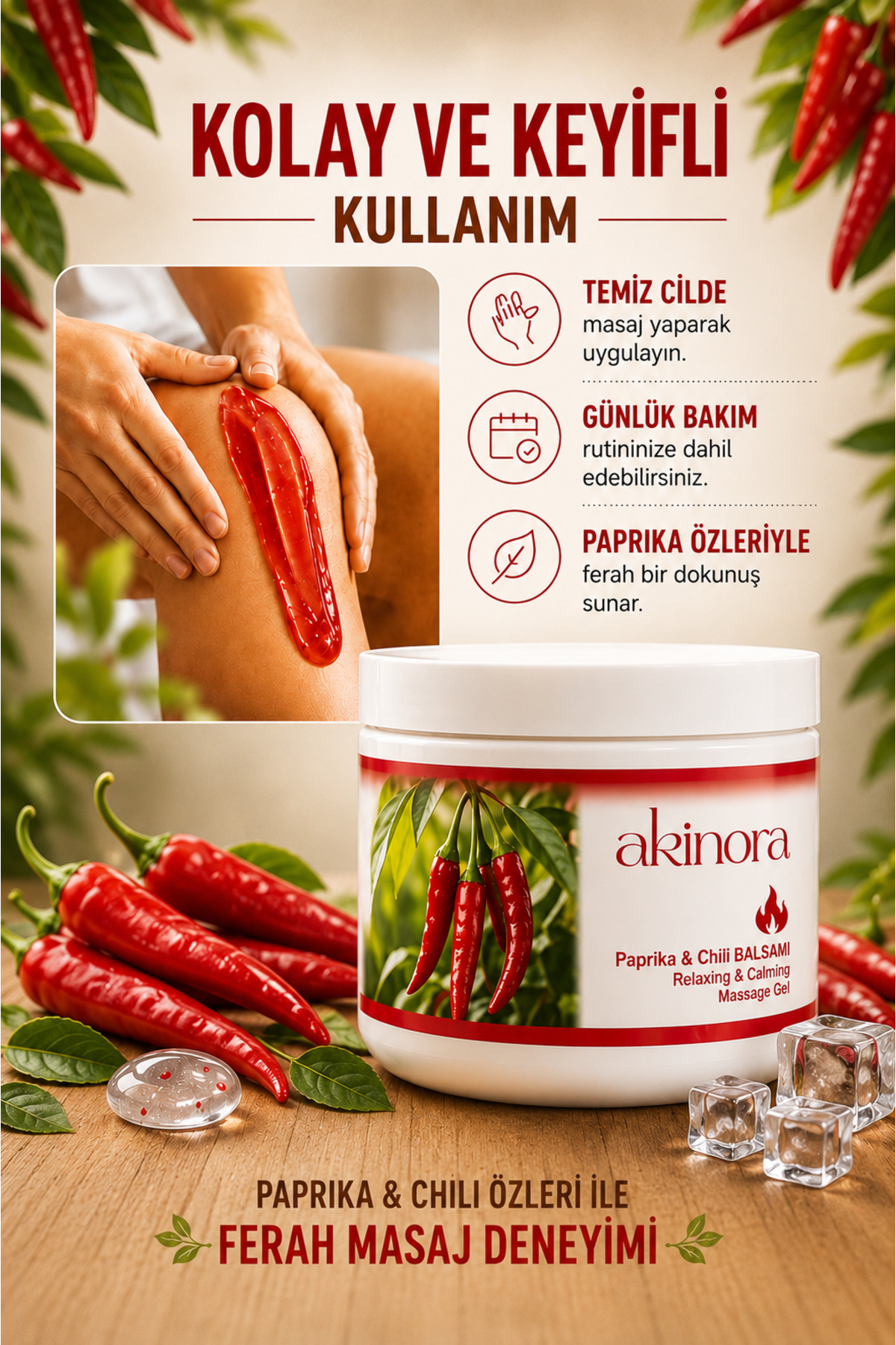 Kırmızı Biberli Masaj Jeli - Isıtıcı Etkili Yoğun Bakım Kremi (Chili Balsam) 500 ml. — 10002 — تصویر 4 از 4