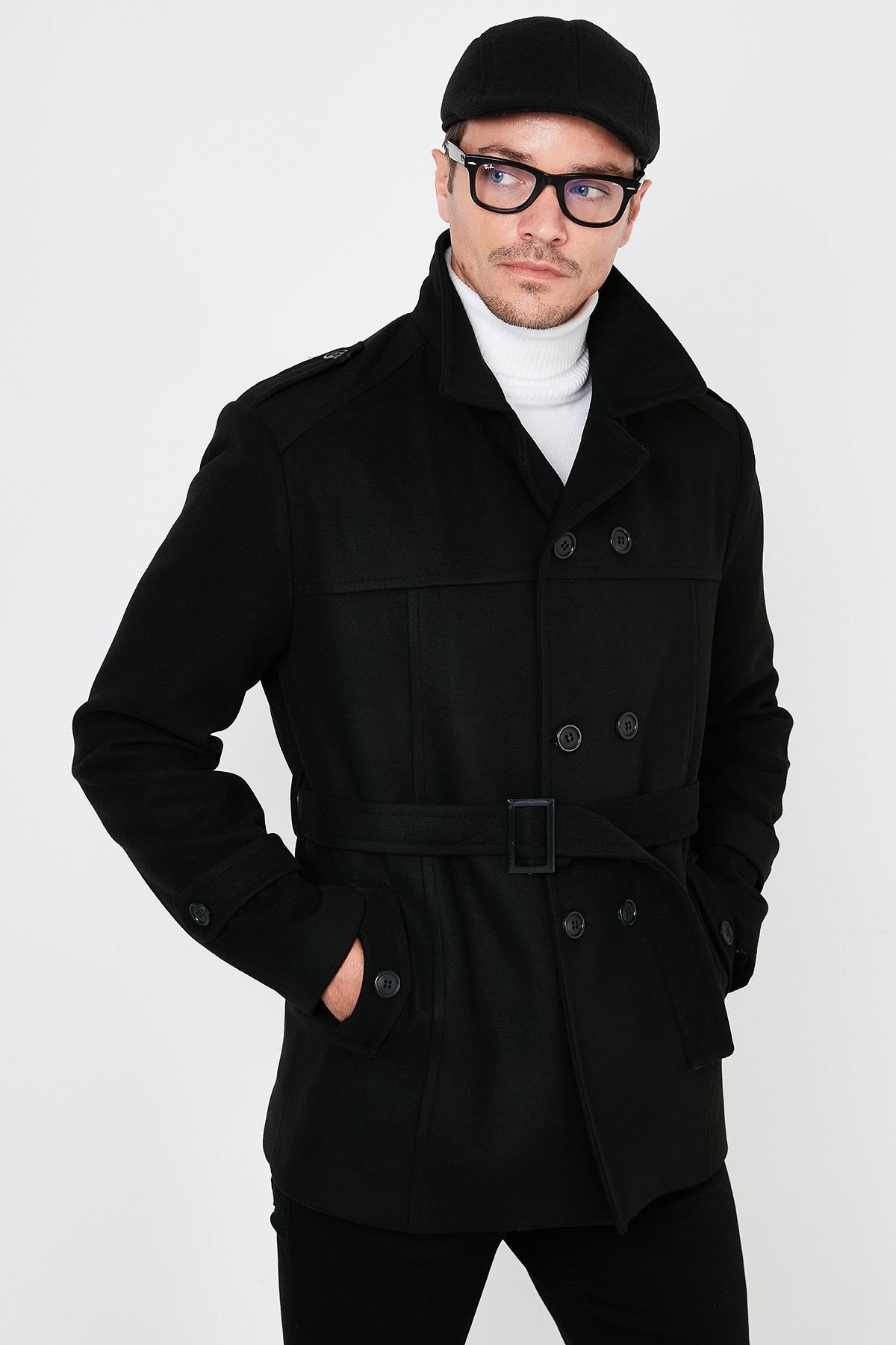 Buratti Slim Fit Cepli Pamuklu Kaşe Kaban Erkek KABAN 5841015 görsel 3