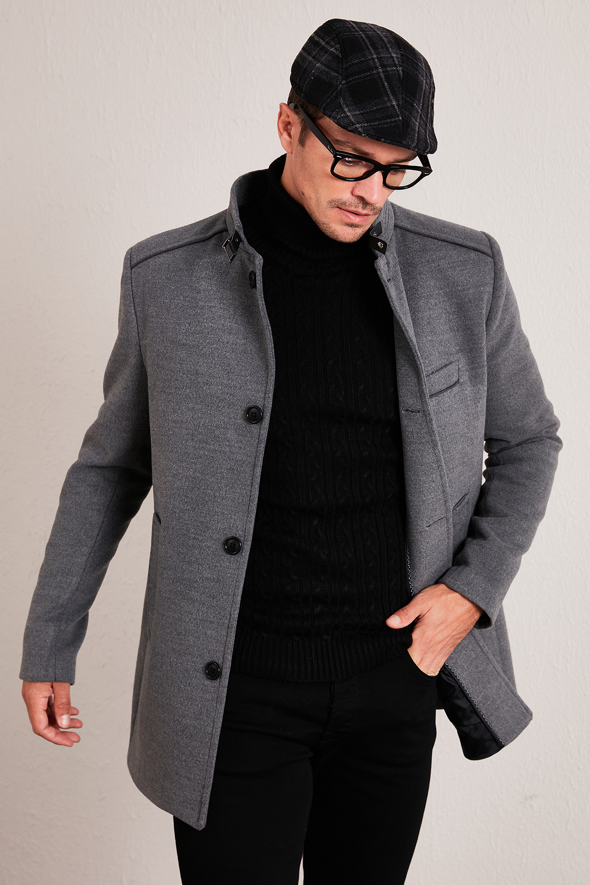 Buratti Slim Fit Pamuklu Kaşe Kaban Erkek KABAN 5841012 görsel 2