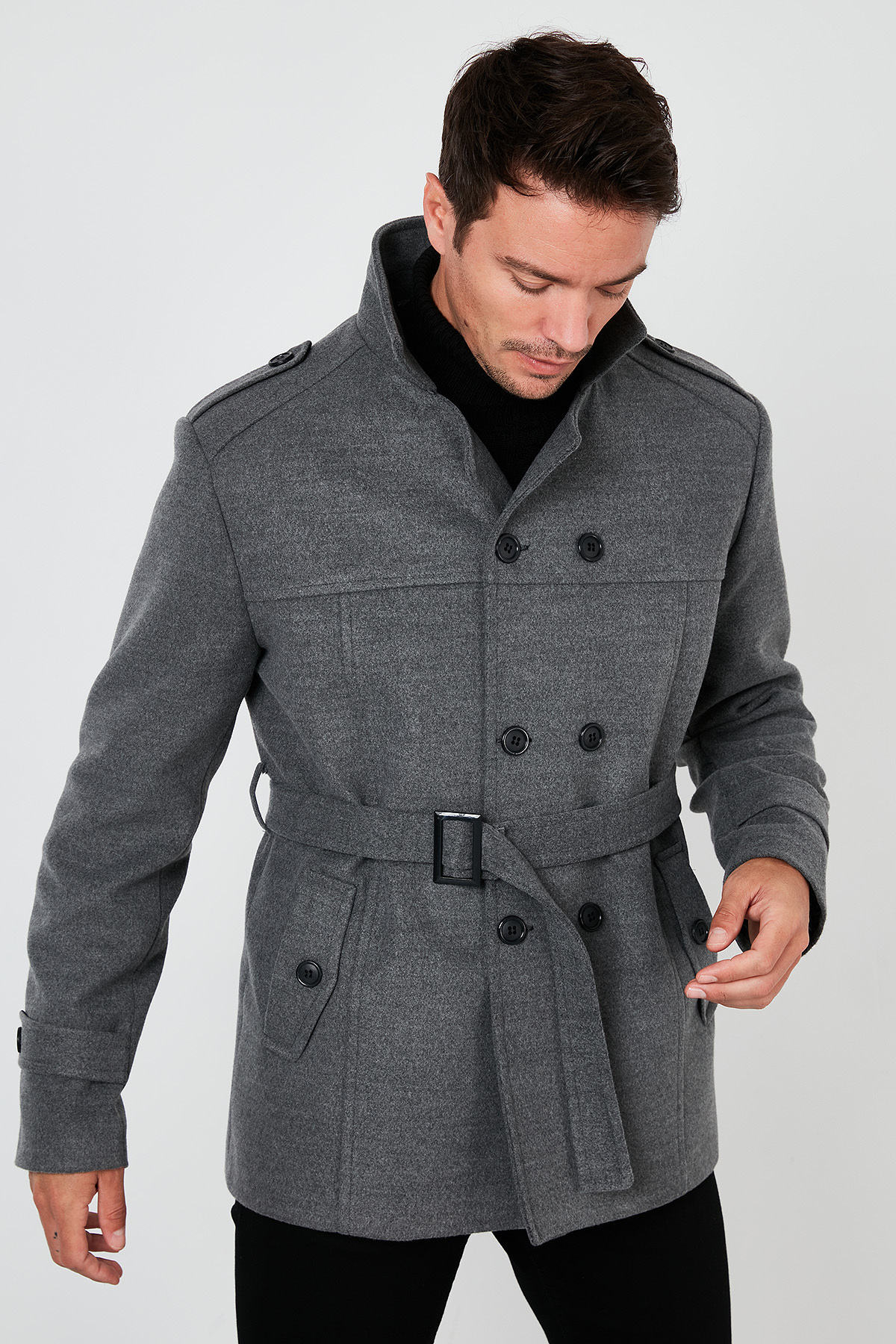 Buratti Slim Fit Cepli Pamuklu Kaşe Kaban Erkek KABAN 5841015 görsel 7