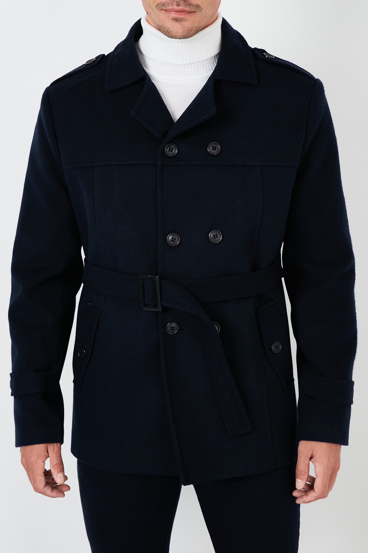 Buratti Slim Fit Cepli Pamuklu Kaşe Kaban Erkek KABAN 5841015 görsel 7